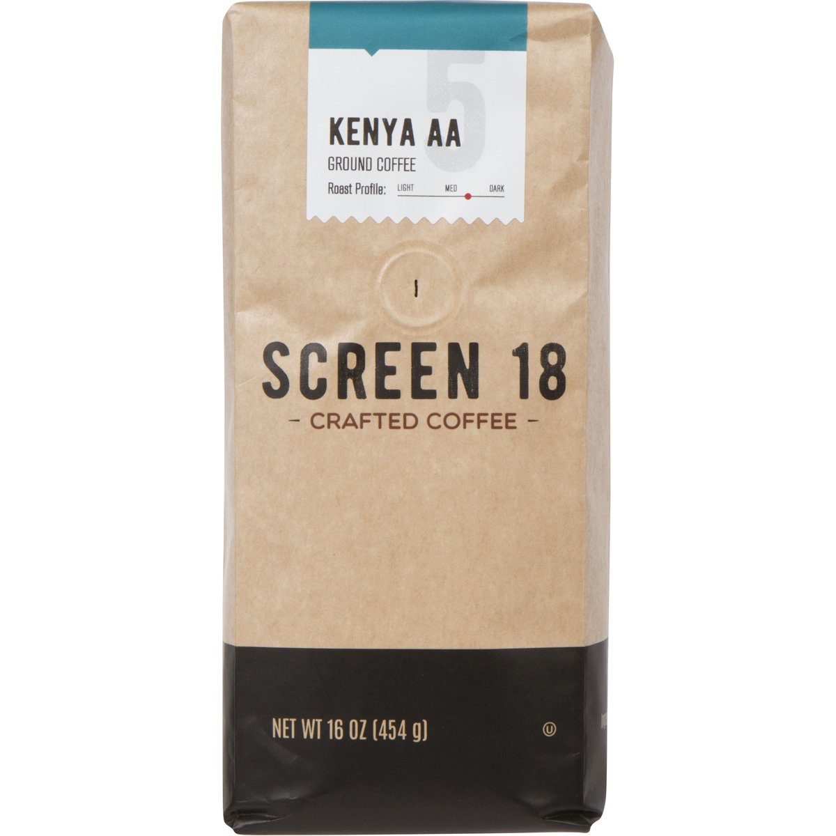 Screen 18 Specialty Grade Premium Kenya AA Ground Coffee, Single Origin, Medium Dark Roast, 1 LB