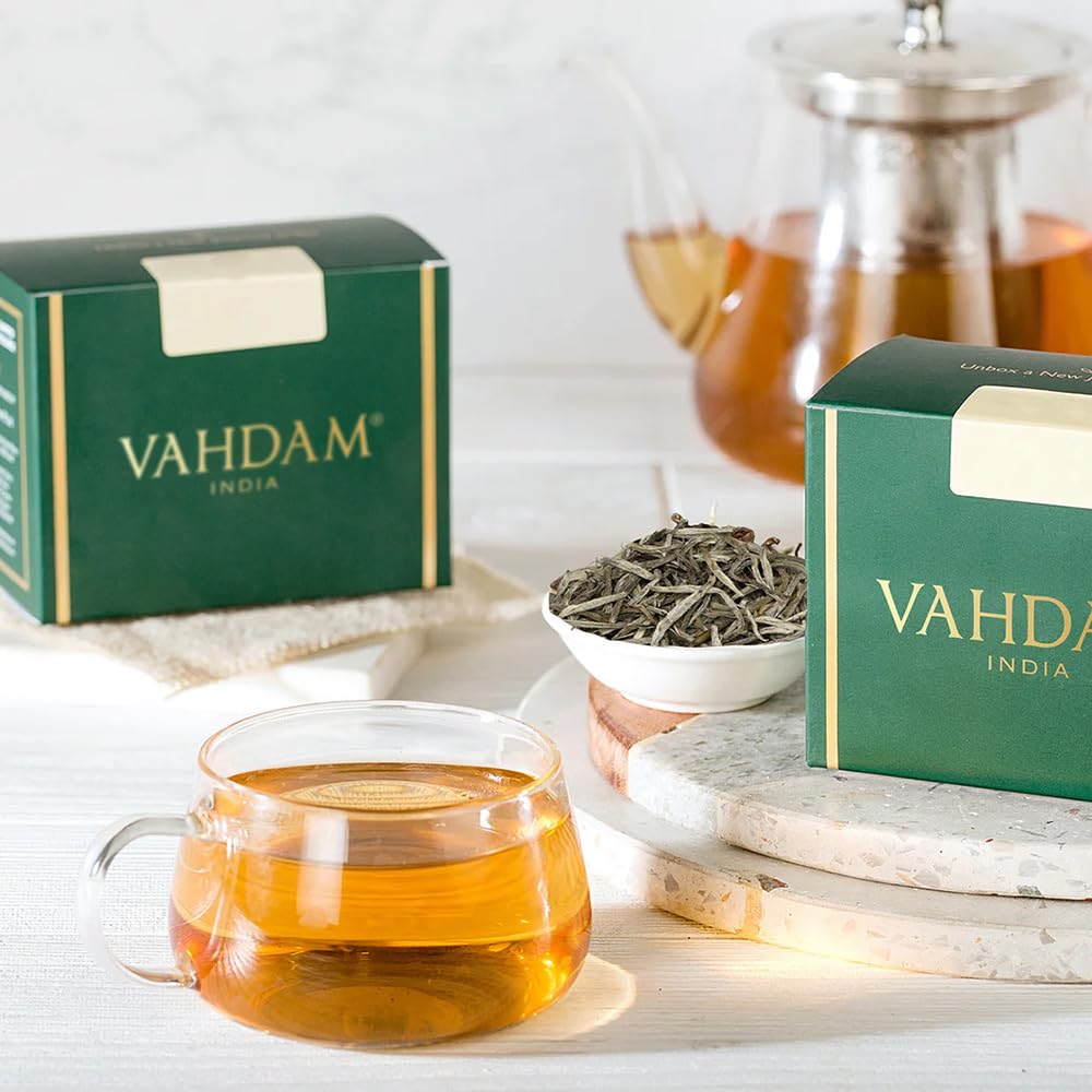 VAHDAM, Imperial White Tea Leaves From Himalayas (25 Cups/1.76oz) High Elevation Grown, White Tea Loose Leaf Tea | Pure Unblended Loose Leaf Tea | Vacuum Sealed