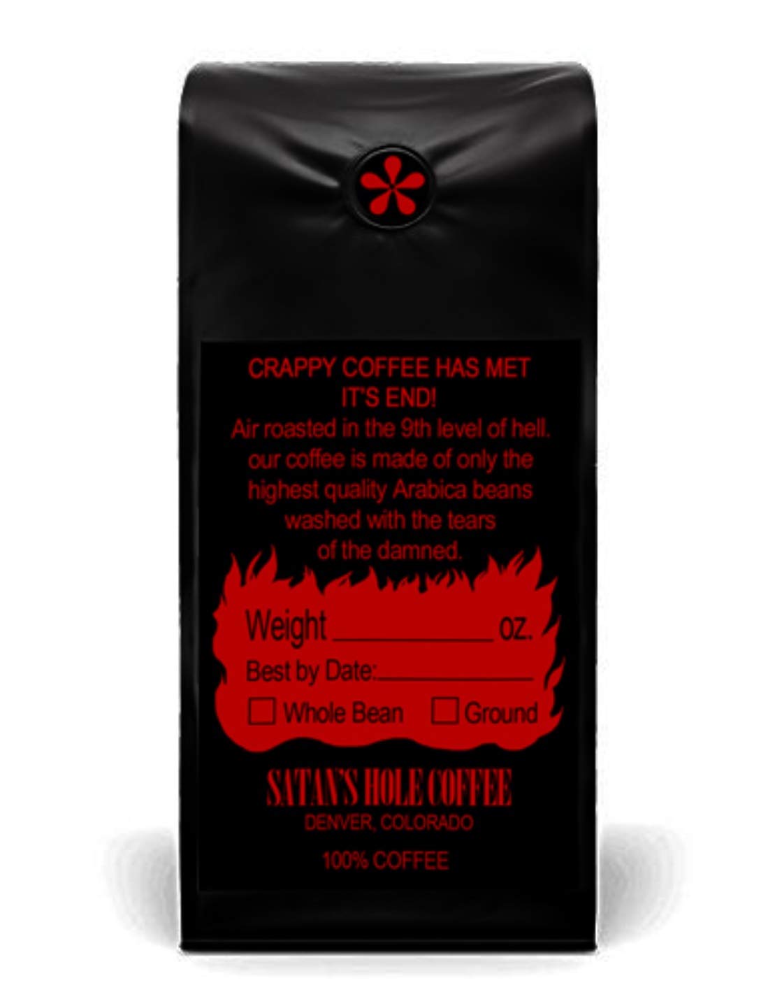 Satan’s Hole Beelzebean Dark Roast Coffee, Under-World's BEST Coffee, Fair Trade, Organic, 16 Ounce, Ground for Drip, Devilishly Delicious, Unscrupulously Dark, Wake the Hell up!