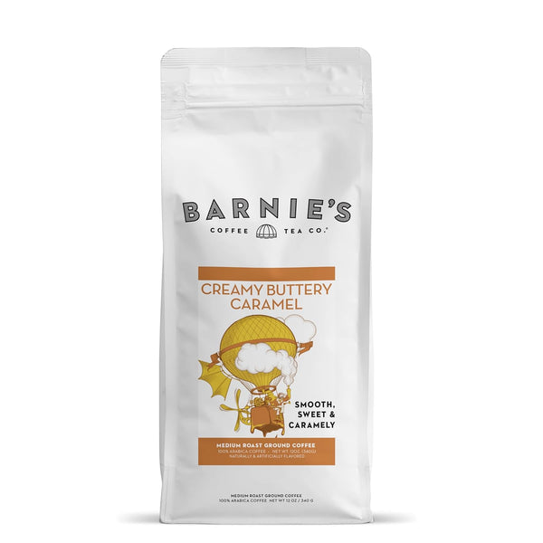 Barnie's Creamy Buttery Caramel Ground Coffee with Smooth and Sweet Caramel Flavor, Medium Roasted Arabica Coffee Beans, Gluten and Nut Free, 12 oz Bag (Pack of 2)