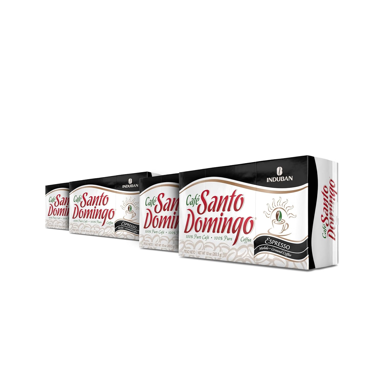 Café Santo Domingo Espresso, 10 oz Vacuum Bag, Ground Coffee, Dark Roast - Product from the Dominican Republic (Pack of 4)