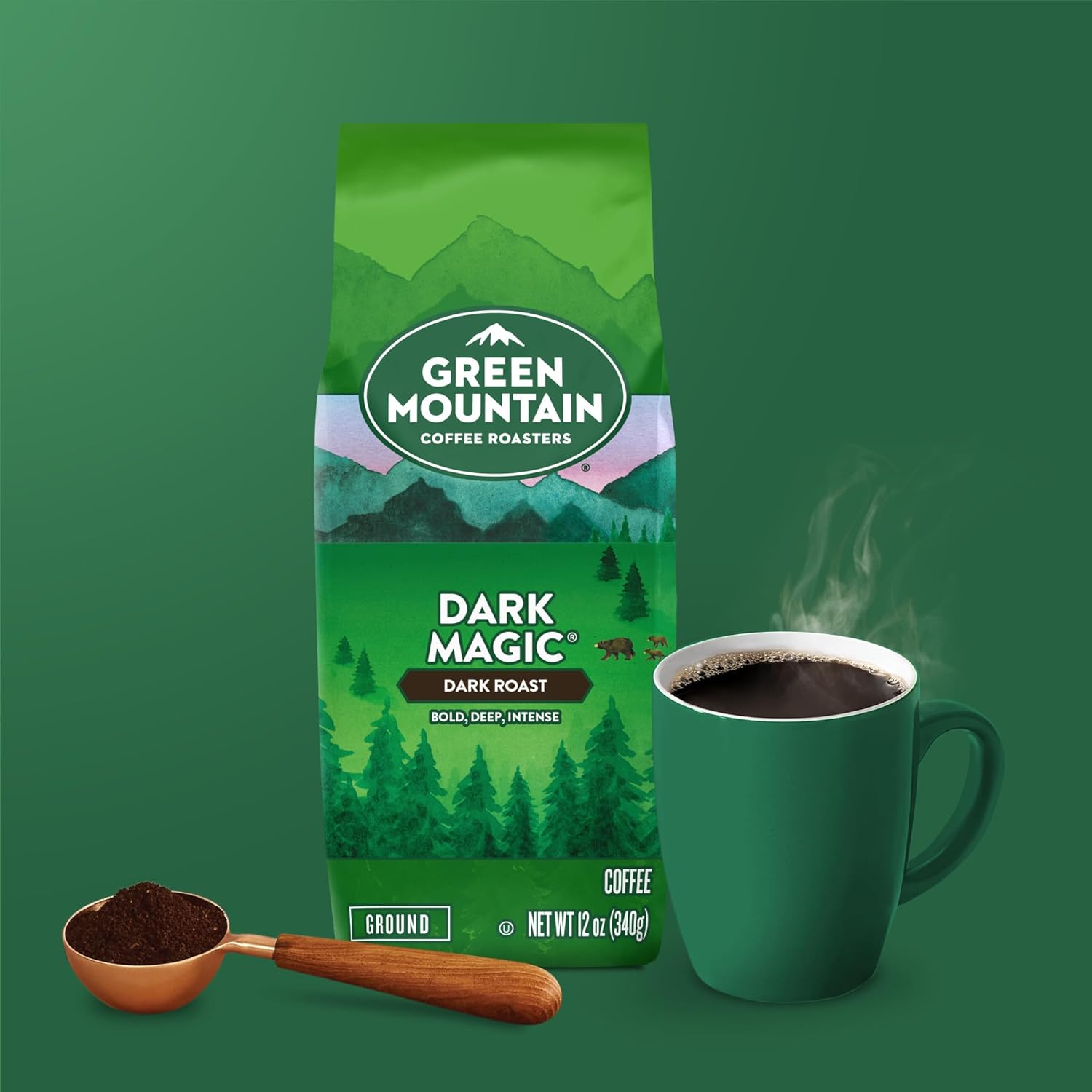 Green Mountain Coffee Roasters, Dark Magic, Ground Coffee, Dark Roast, Bagged 12oz.