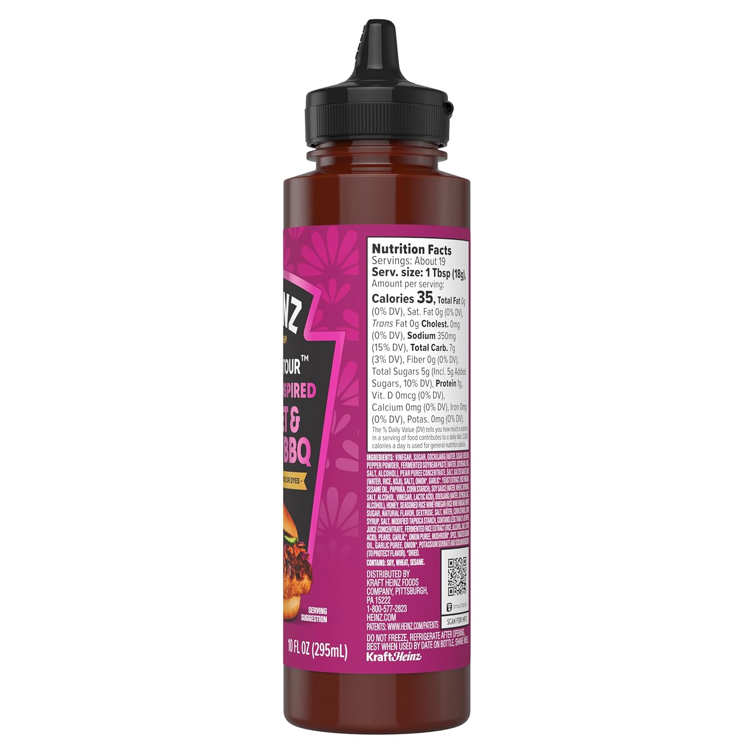 Heinz Flavor Tour Korean Inspired Sweet & Tangy BBQ Sauce, 10 fl oz Bottle