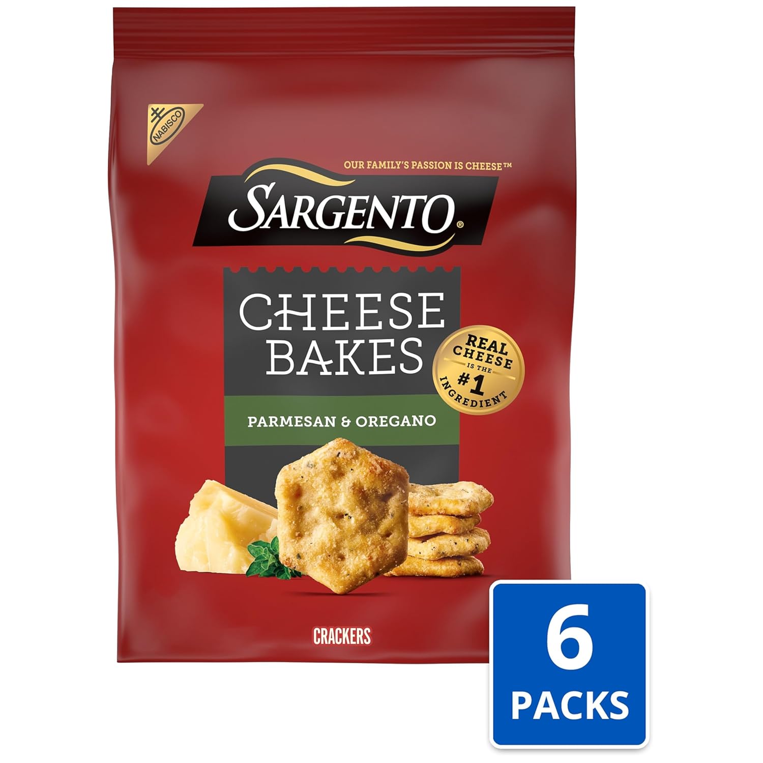 Sargento® Cheese Bakes Parmesan and Oregano Crackers, Cheese Crackers, 6-4.5 oz Bags
