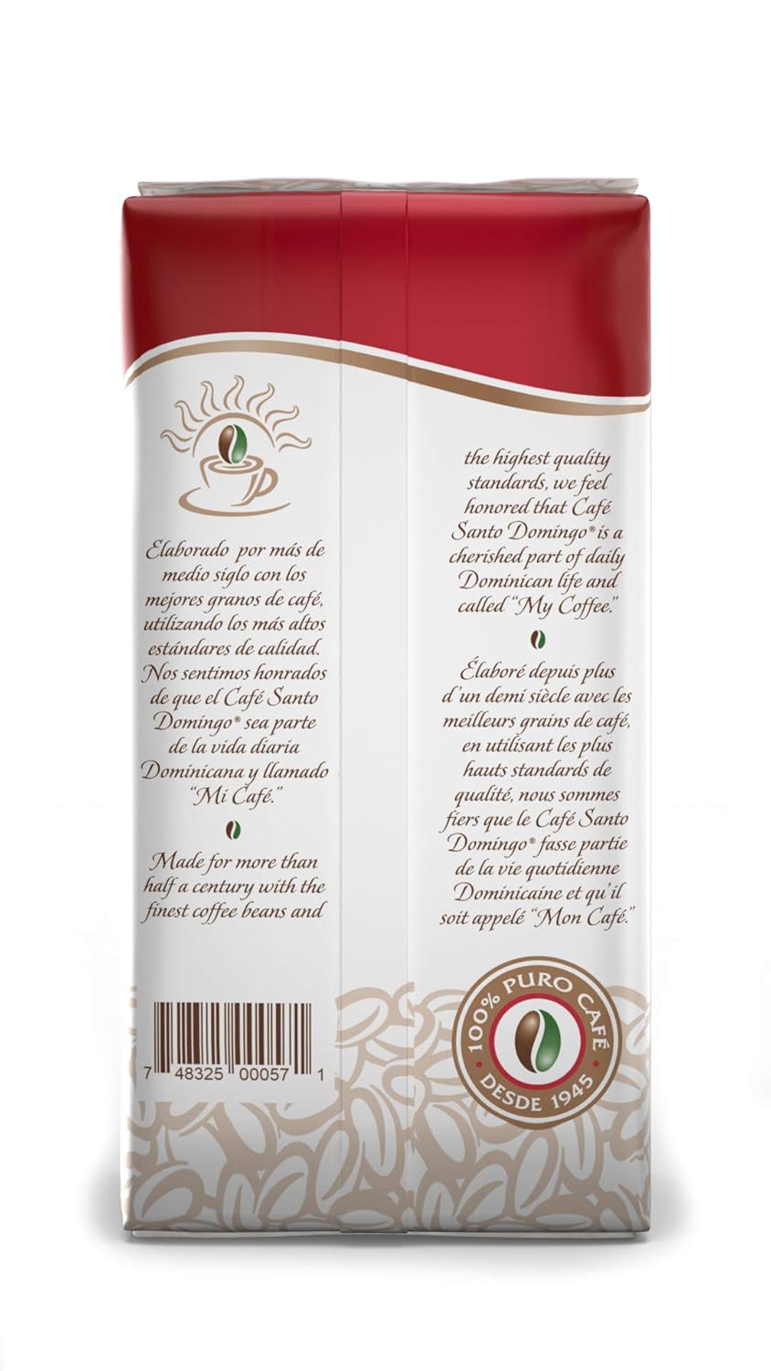 Café Santo Domingo, 16 oz Bag, Ground Coffee, Medium Roast - Product from the Dominican Republic (Pack of 1)