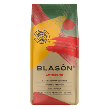 Cafe Blason Mexican Gourmet Coffee High Grown 100% Arabica 35.3 Ounces Café Mexicano Gourmet de Altura 1000 gramos - Classic Roast Ground Coffee Café Tostado y Molido Americano