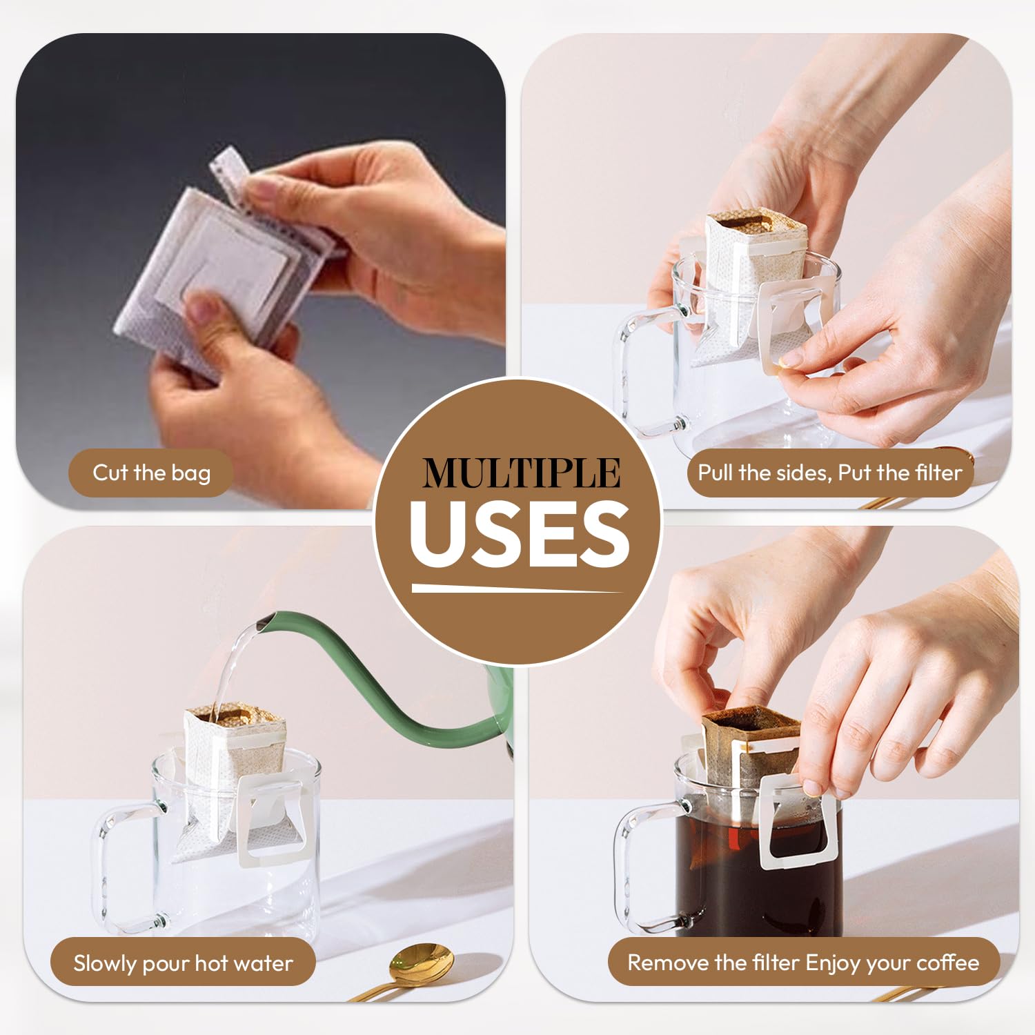 Hachidoori Single-Serve Portable Pour Over Drip Coffee – 7 Ready-to-Brew Packs with Ground Coffee & Filters | Fresh Coffee Anytime – Travel, Camping, Office.