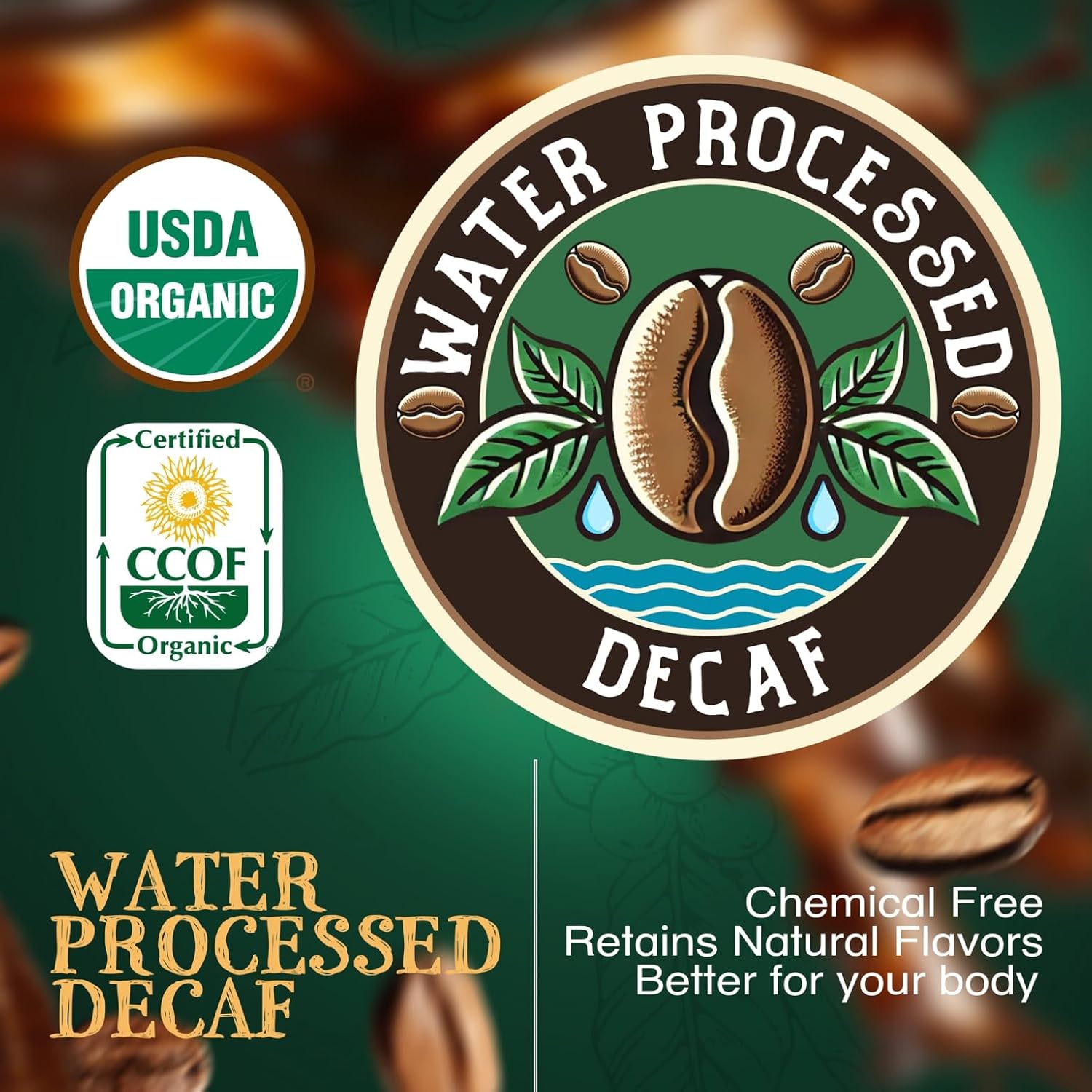 The Bean Organic Coffee Company 50/50 (Half Caff) French Roast, 50% Decaf, Dark Roast, Ground Coffee, 16-Ounce Bag, Café Molido Tostado Orgánico descafeinado