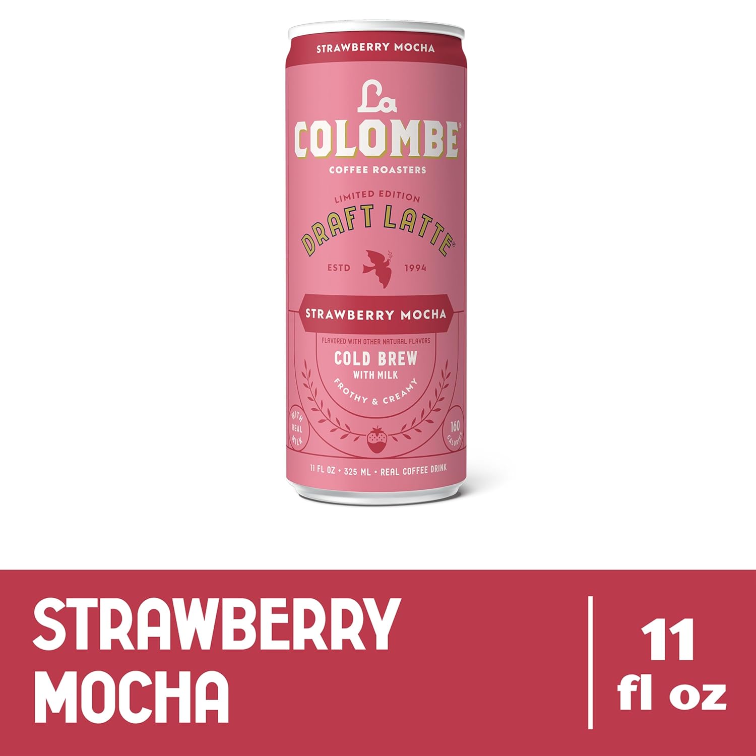 La Colombe Coffee, Strawberry Mocha Cold Brew Draft Latte, 11 fl oz Cans (Pack of 12)