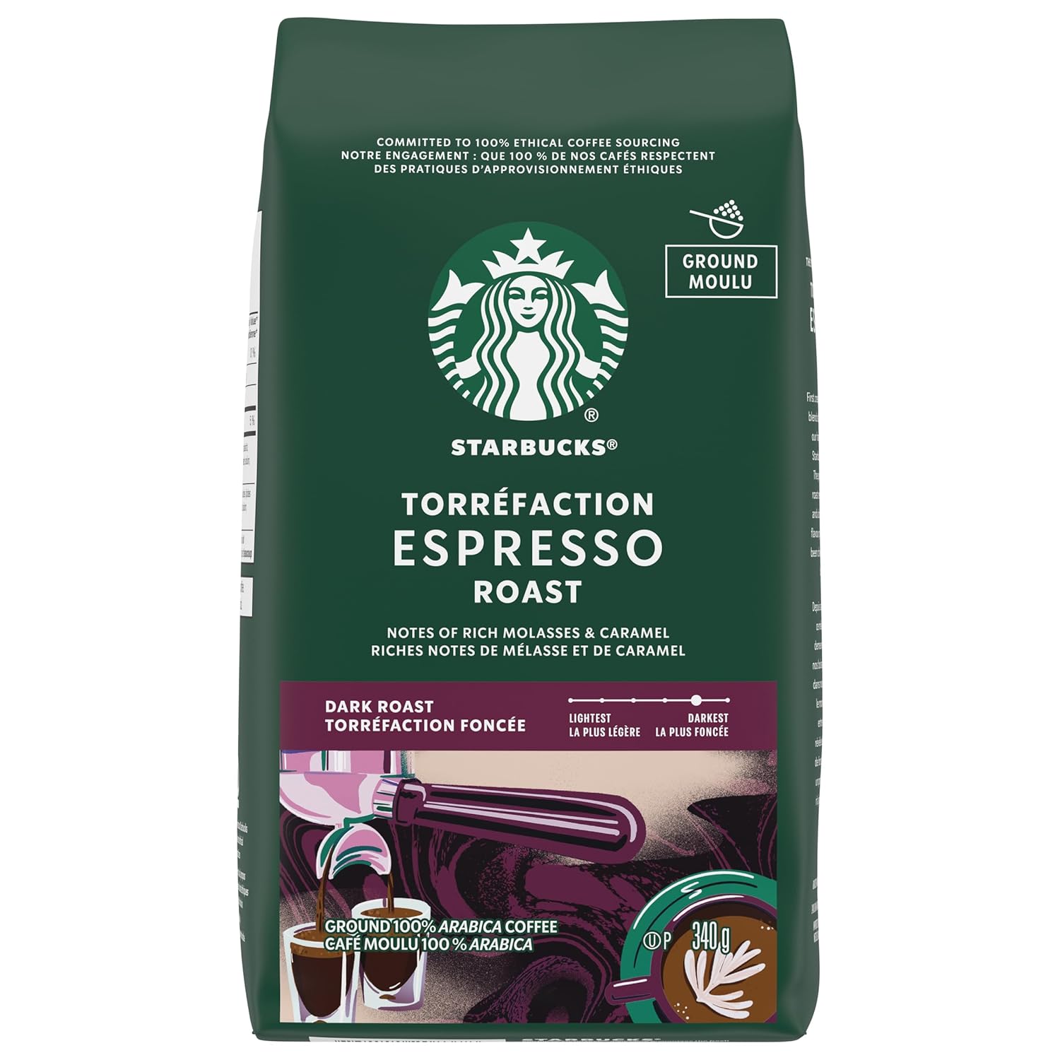 Starbucks Dark Roast Ground Coffee, Variety Pack, 3 bags (12 oz each)