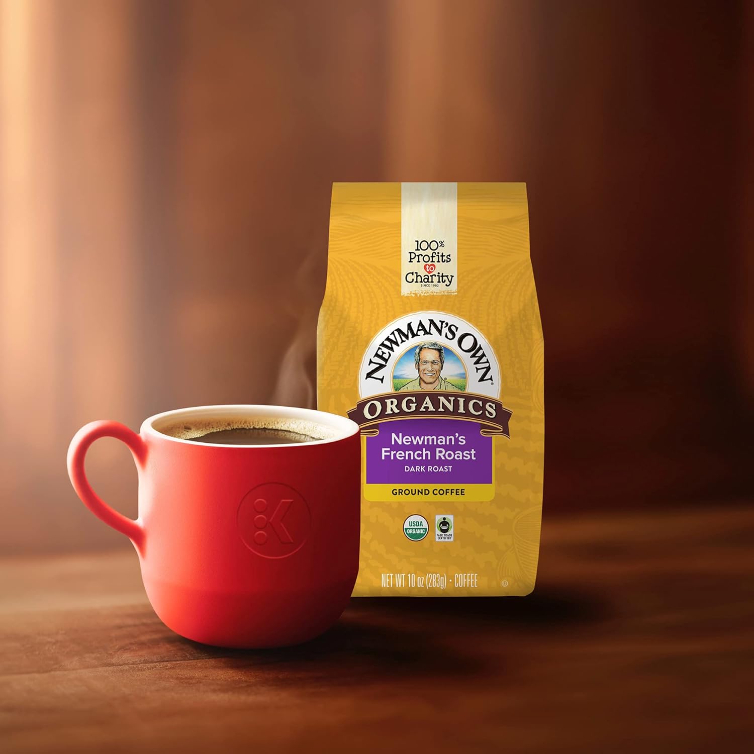 Newman's Own Organics Newman's French Roast, Ground Coffee, Dark Roast, Bagged 10 oz (Pack of 4)