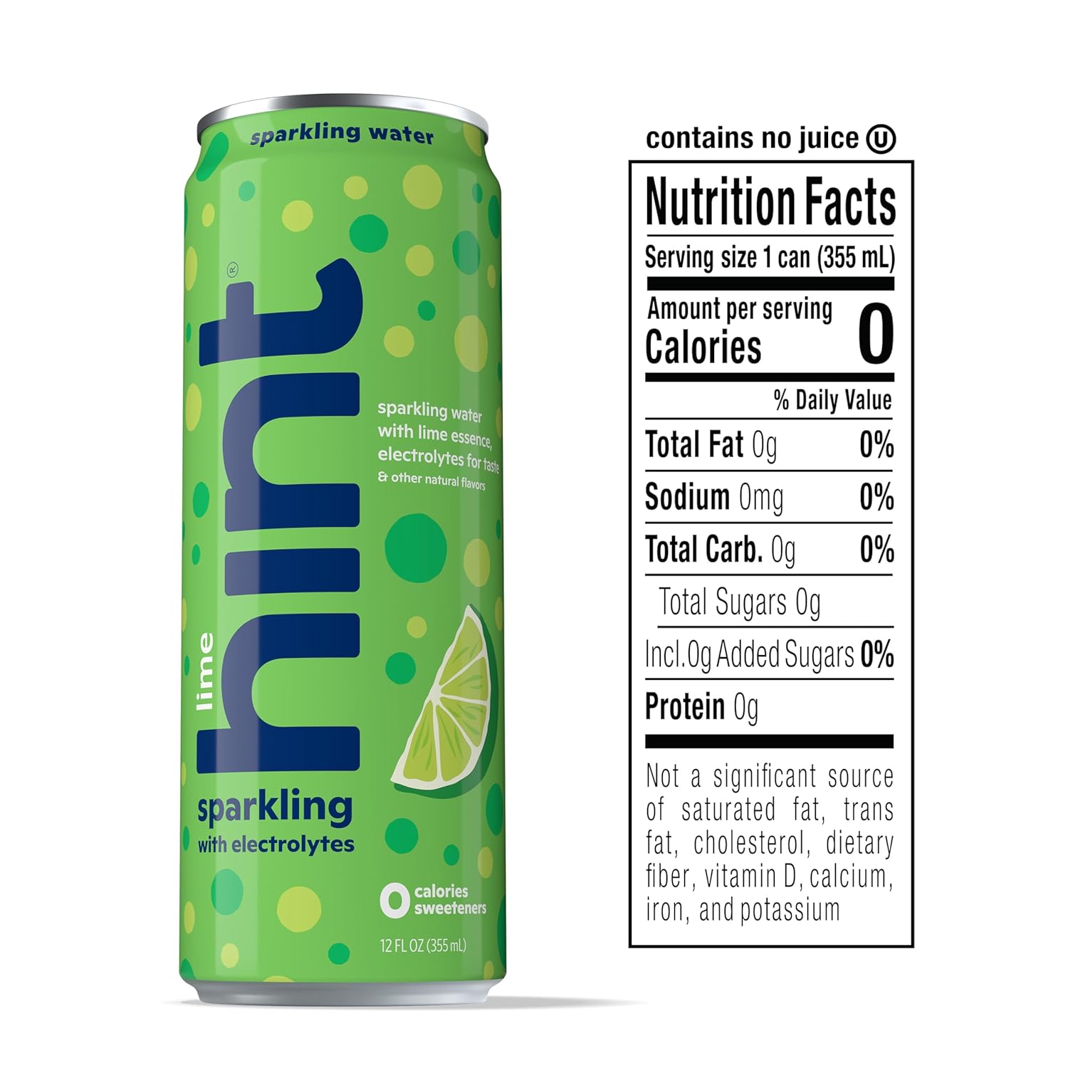 Hint Sparkling Water, Lime - Canned Flavored Water Beverages with Electrolytes, Zero Calories, and Sugar Free - 12 Fl Oz Cans (Pack of 12)