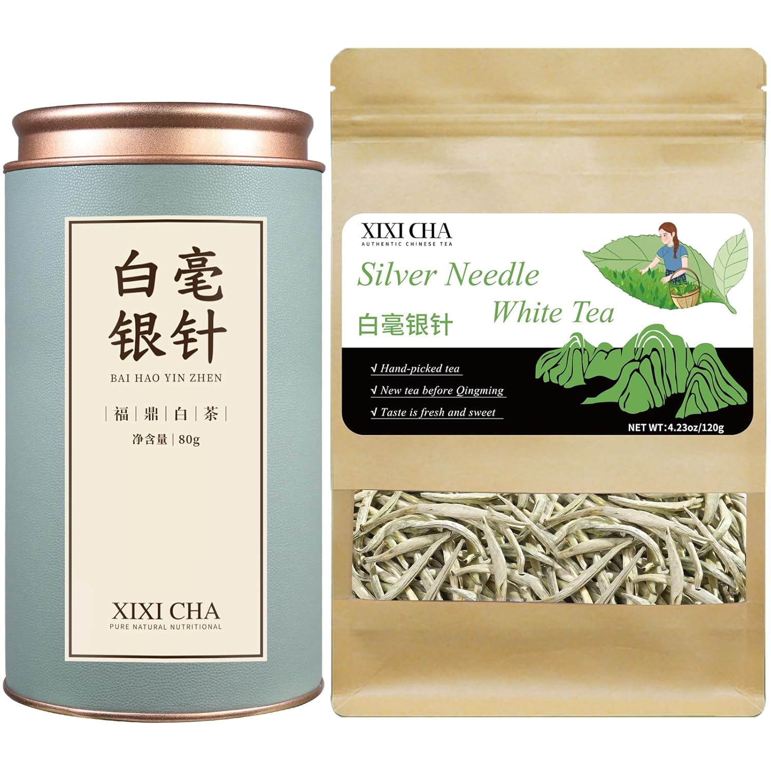 XIXICHA Fuding Silver Needle White Tea 福鼎白毫银针 & Yunnan Silver Needle White Tea 云南白毫银针 白茶