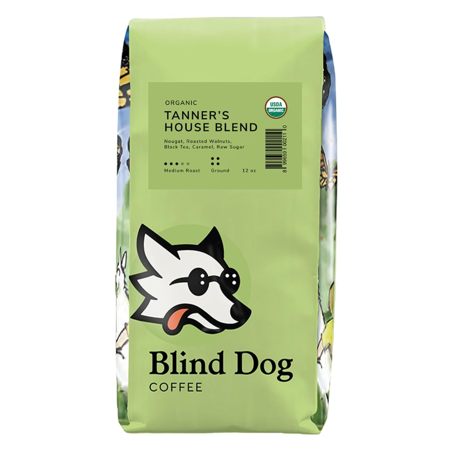 Blind Dog Coffee - Tanners House Blend Ground Coffee - Medium Roast - Flavor Notes of Milk Chocolate and Caramel - USDA Organic, Non GMO & No Additives - 12 Ounce