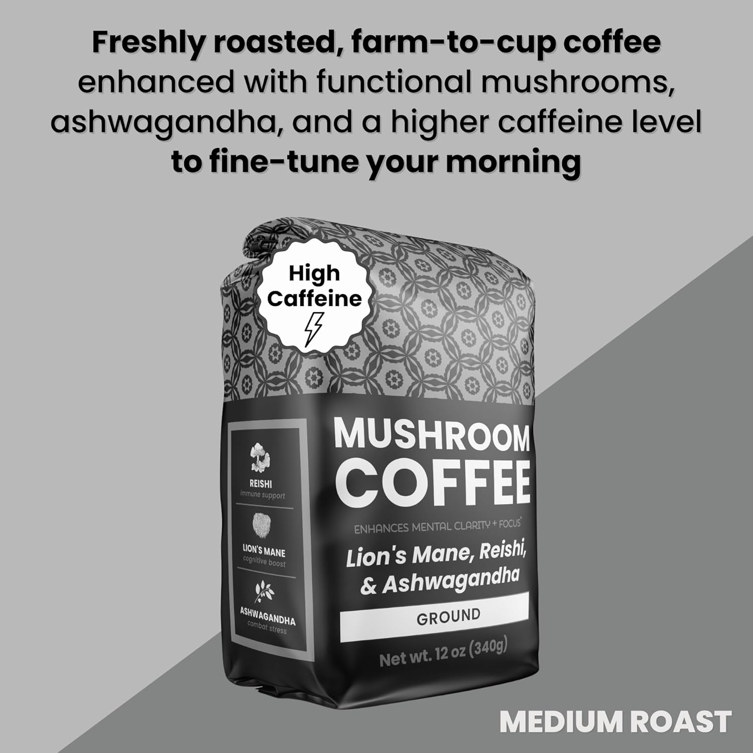 High Caffeine Mushroom Coffee and Adaptogen Chai Tea Latte