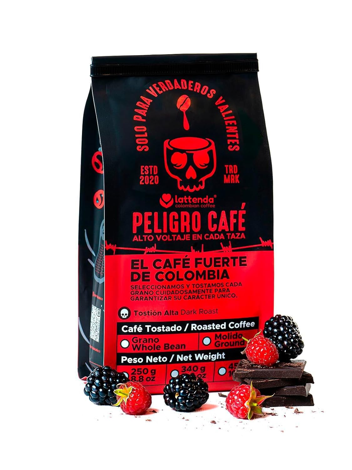 Lattenda Peligro Specialty Coffee: High Voltage Colombian Coffee - Intense Flavor, 454g Ground