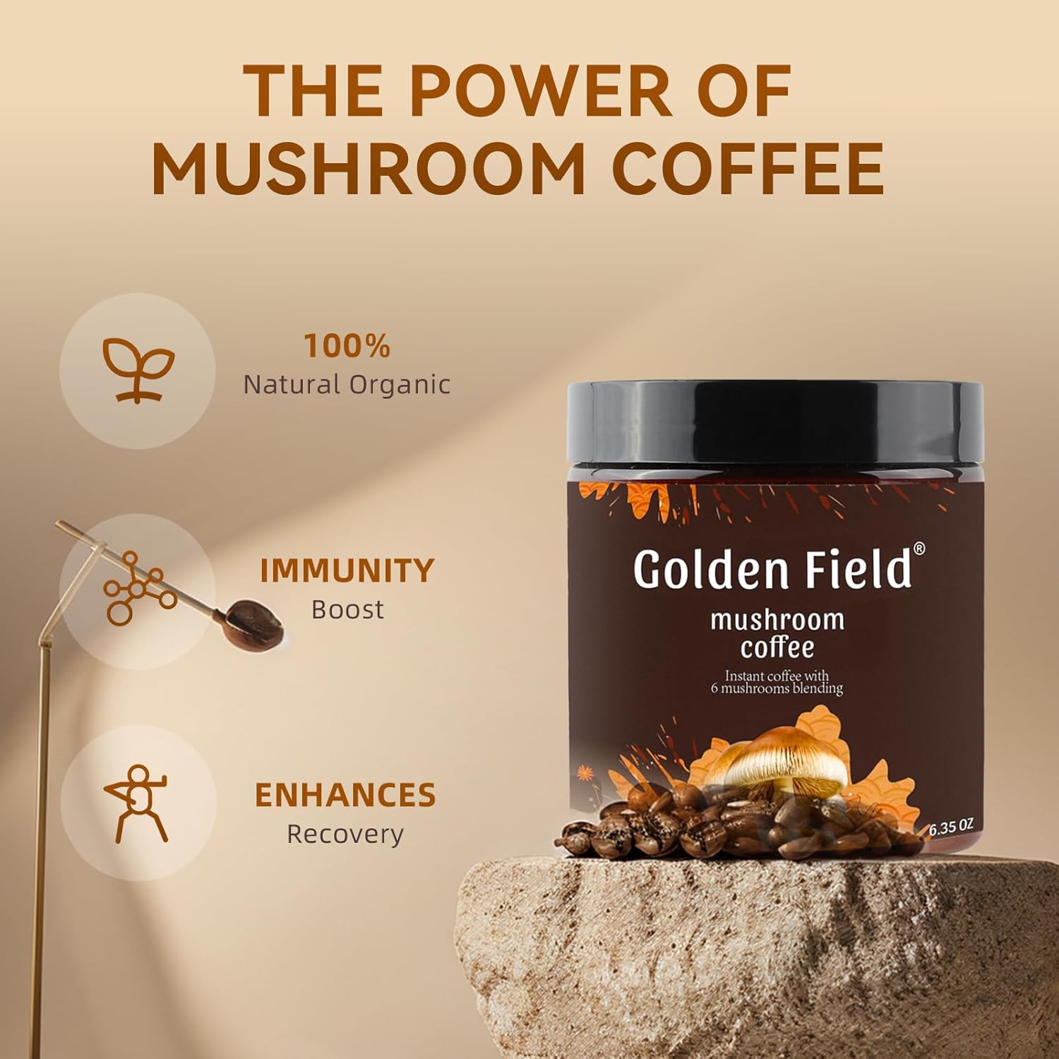 Mushroom Coffee | Mushroom Coffee Alternative with Lion’s Mane, Reishi, Turkey Tail & More |CONTAINS COCONUT MILK | 6.35 Oz / 180g (30 Servings)
