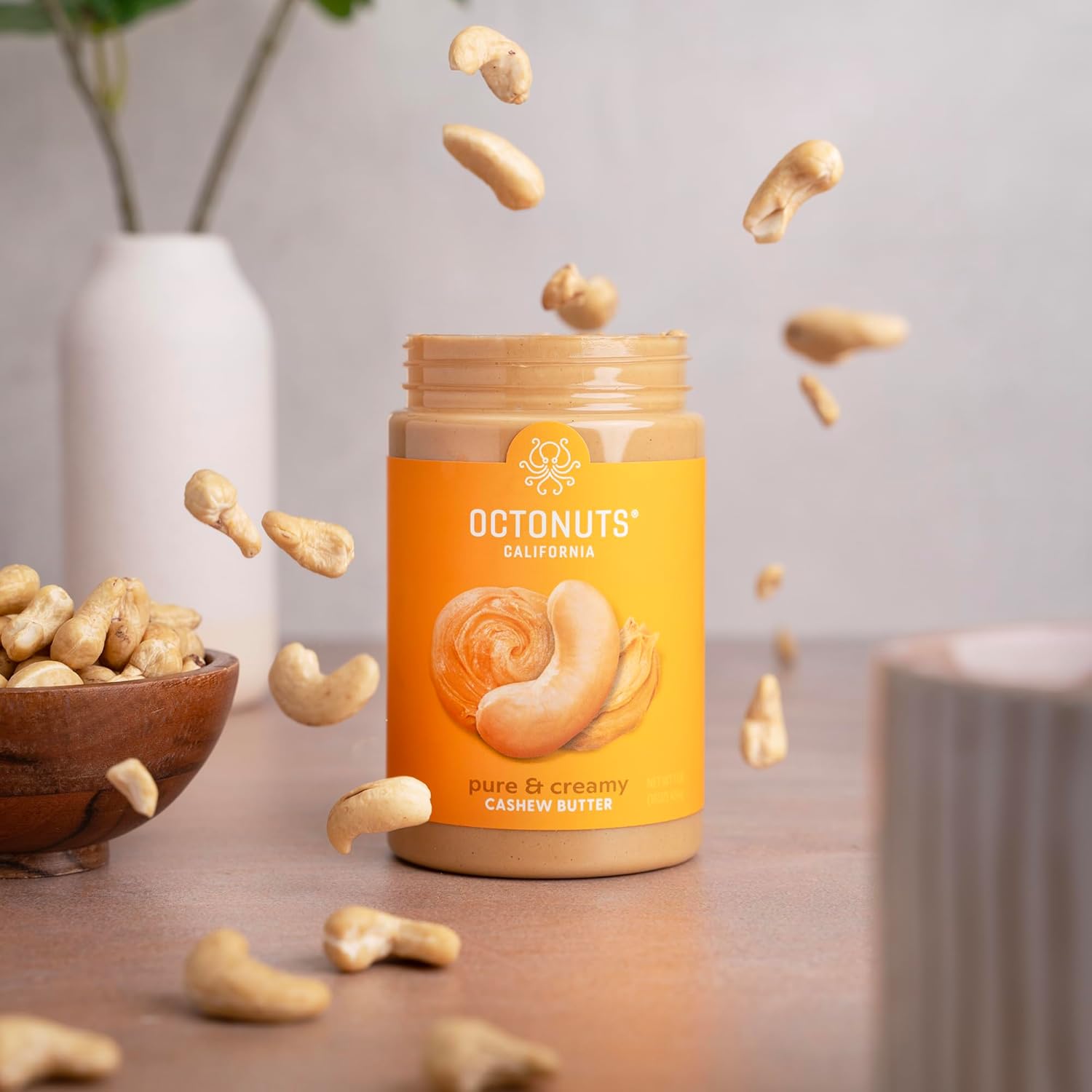 Octonuts Dry Roasted Pure Cashew 16oz Nut Butter 16oz - Pure Creamy Nut Butter - Gluten Free, Vegan, Kosher, Paleo, Non-GMO Nut Butters Single Ingredient