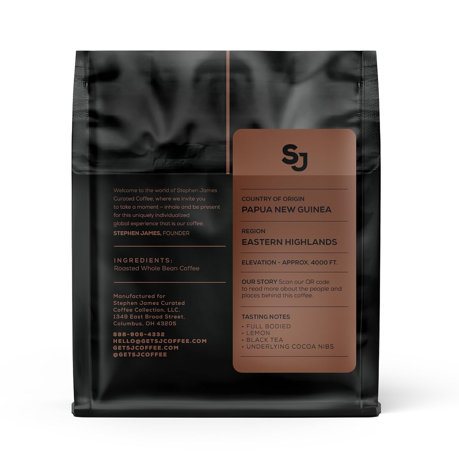 Stephen James Coffee, Premium Bagged Dark Roast Ground Coffee, 12 oz. Bag