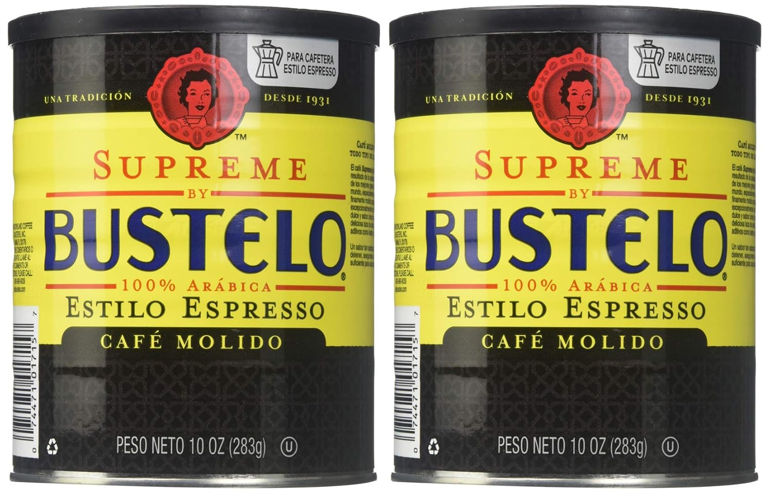 Supreme by Bustelo Estilo Espresso Cafe Molido 10 oz (Pack of 2)