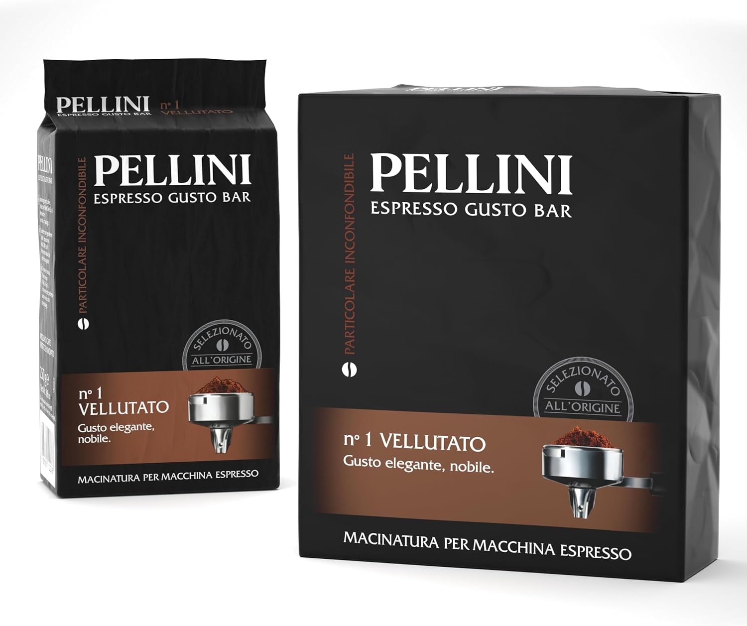Pellini: "Vellutato (Mellow) Roasted Ground Coffee for Espresso Machine 17.6 Ounce (500gr) Packages (Pack of 2) [ Italian Import ]