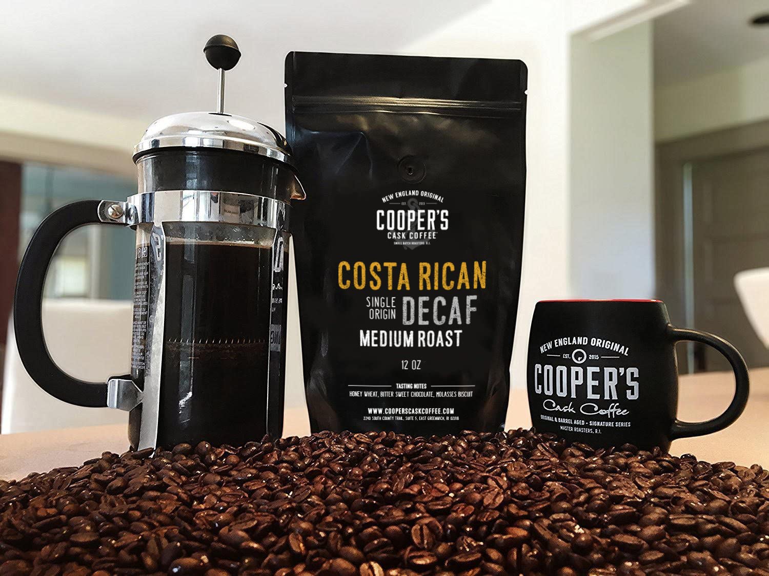 Decaffeinated Gourmet Coffee Sampler Gift Box Set - Whole Beans - 4-Pack - 4oz, Organic Ethiopian Decaf Swiss Water Processed SWP - Whole Bean Coffee - 12oz and Decaf Costa Rican Coffee Medium Roast