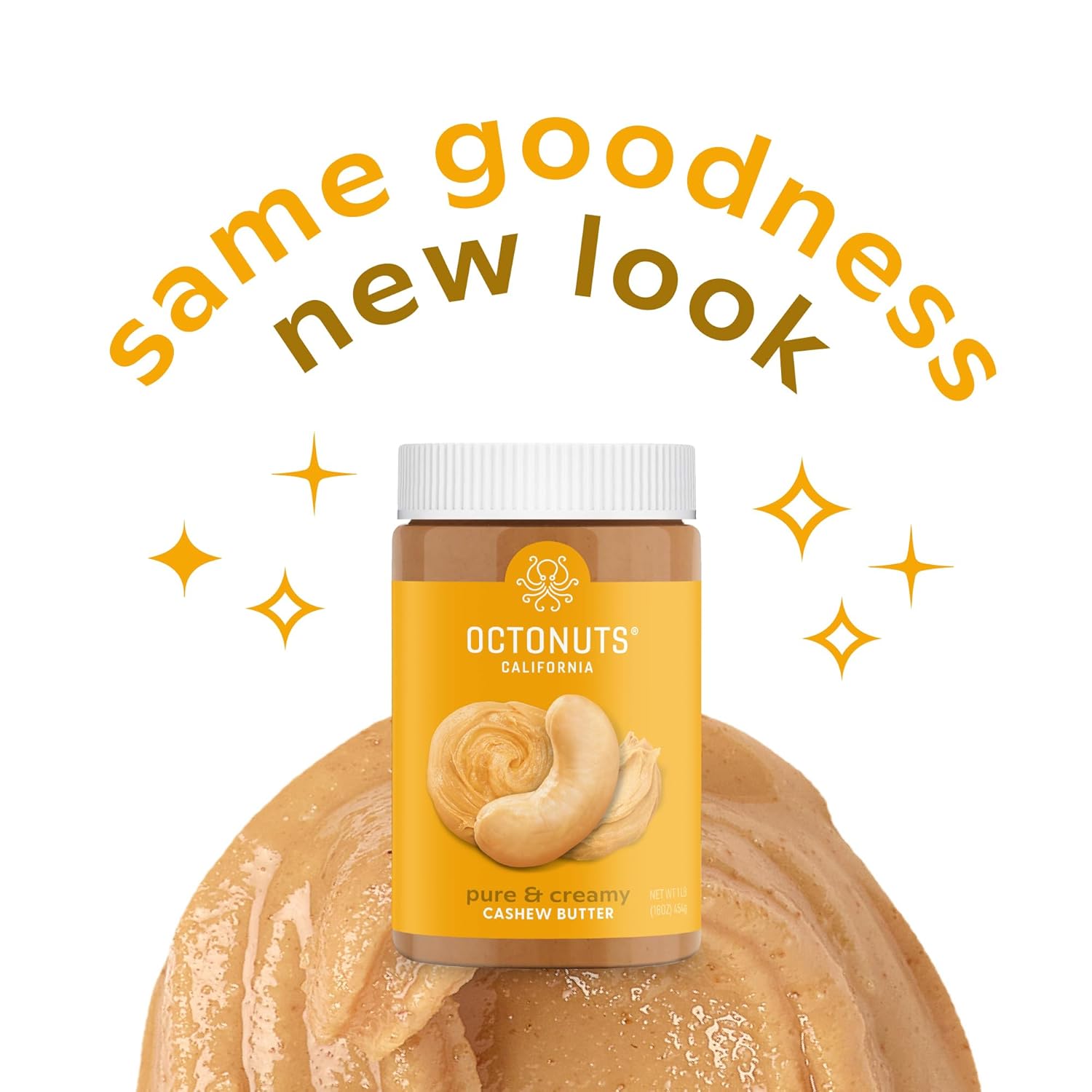 Octonuts Dry Roasted Pure Cashew 16oz Nut Butter 16oz - Pure Creamy Nut Butter - Gluten Free, Vegan, Kosher, Paleo, Non-GMO Nut Butters Single Ingredient