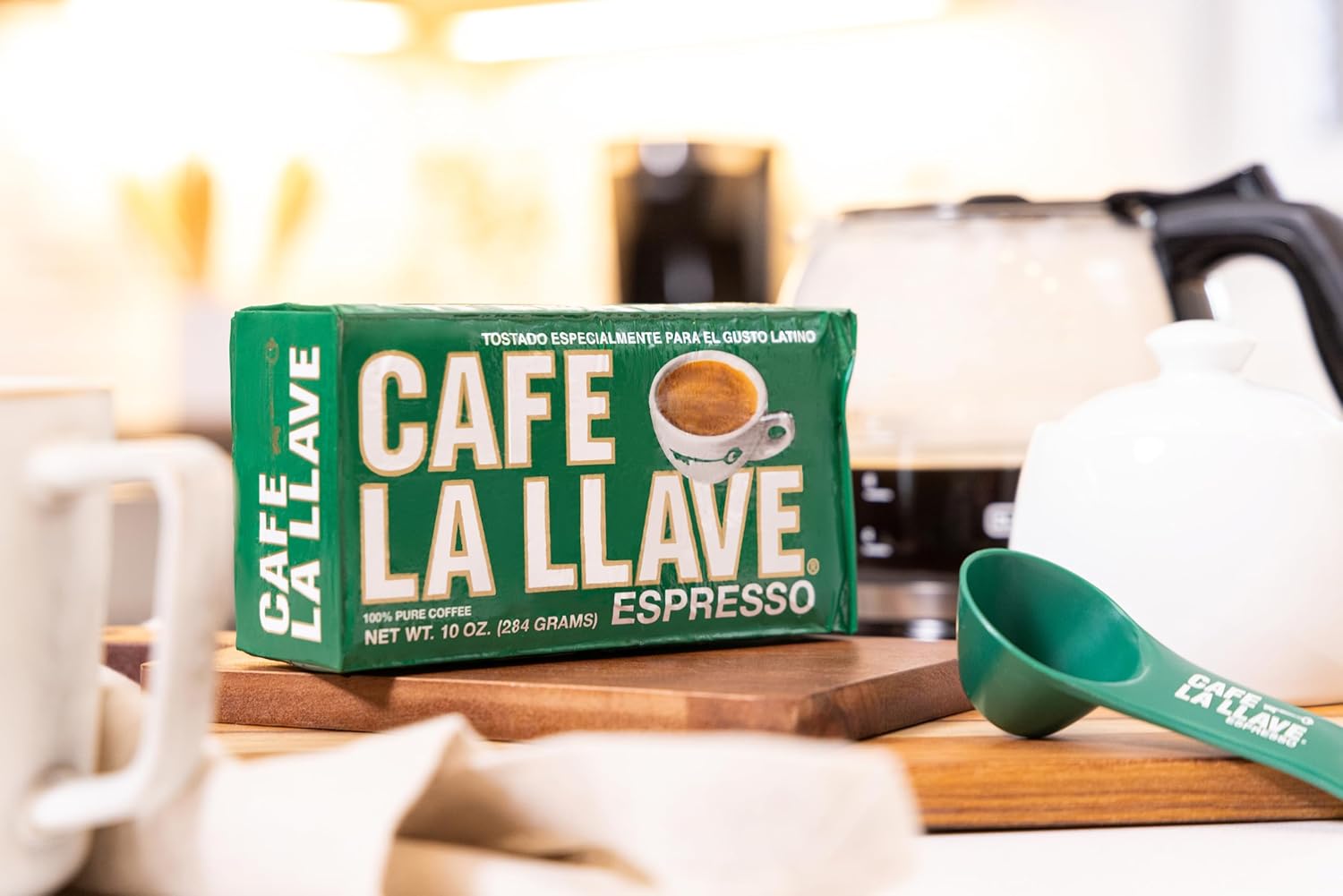 Cafe La Llave Dark Roast Ground Espresso Coffee, 10 oz Brick - Rich and Bold Cuban-Style Blend for Moka Pot, Espresso Machine, or Drip Coffee Maker - Strong, Aromatic Flavor