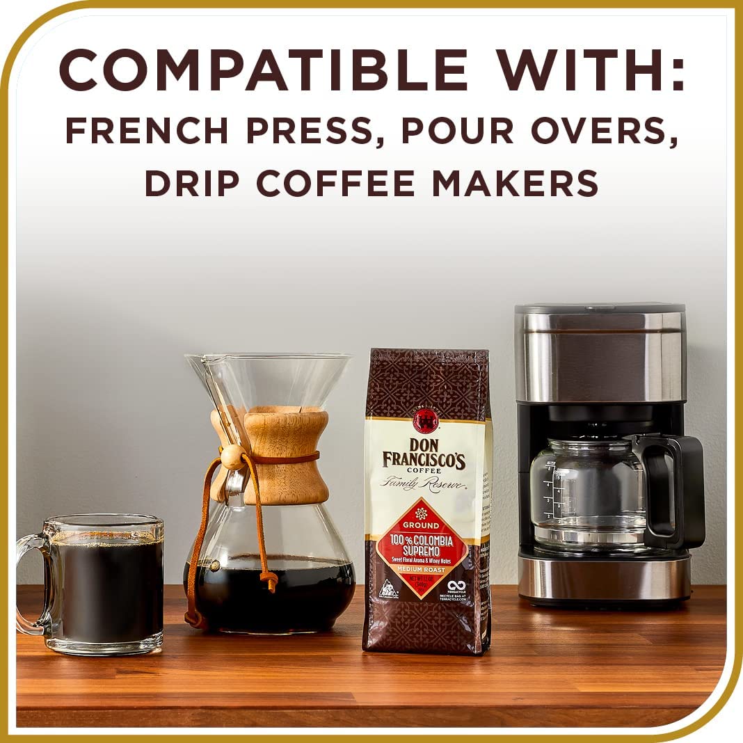 Don Francisco's Premium Vanilla Nut Medium Roast Ground Coffee - 100% Arabica Beans, Perfect for Drip, Pour Over, and French Press - Carefully Sourced, Family-Crafted Since 1870 (20 oz Bag)