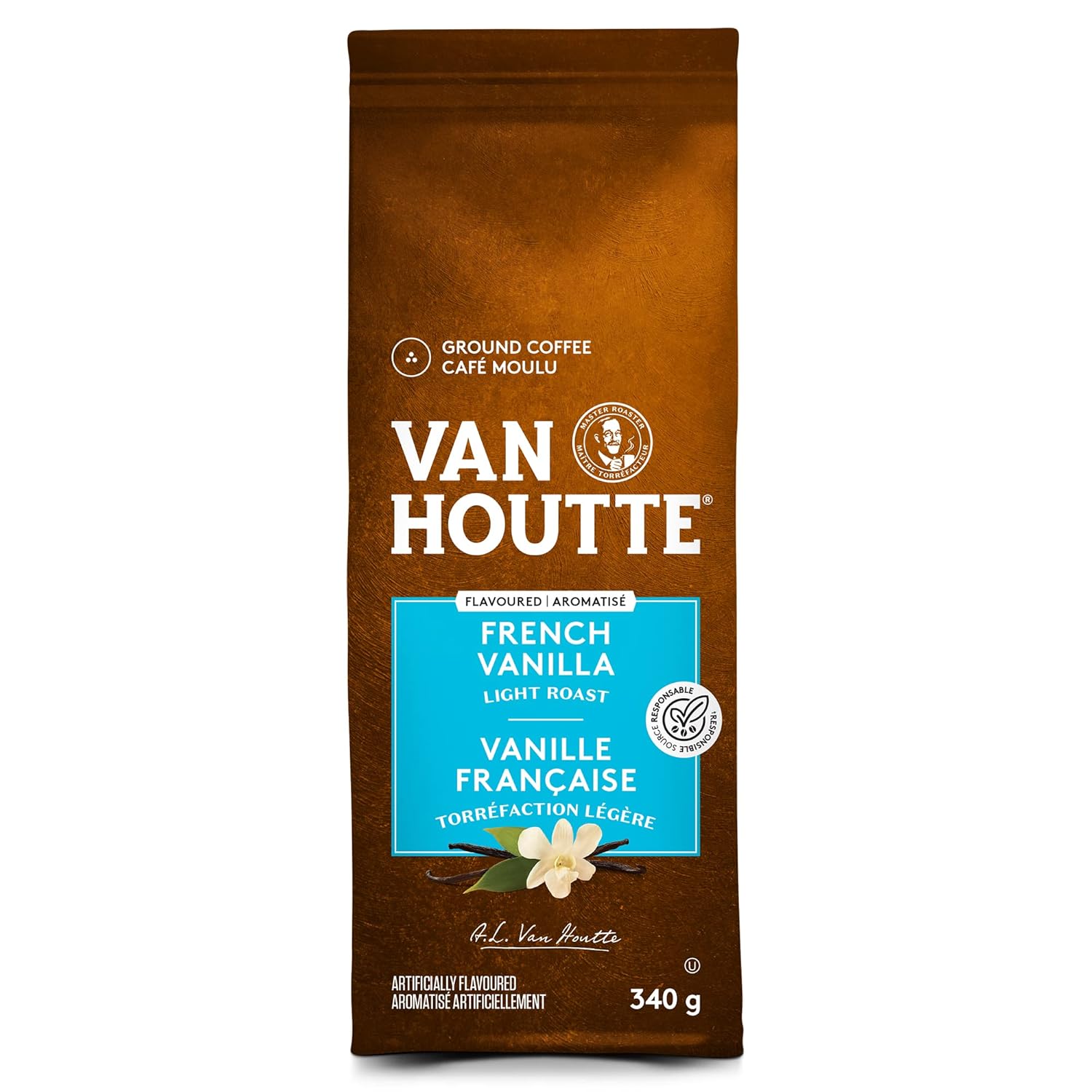 Van Houtte French Vanilla Light Ground Coffee, 340g/12oz., (Imported from Canada)