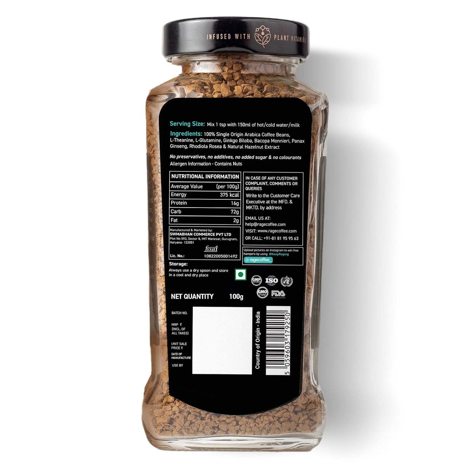 Irish Hazelnut - Flavored Instant Coffee Powder for Both Hot & Cold Coffee, 100% Single Origin Arabica Coffee Beans Powder (IRISH HAZELNUT, 100gm)
