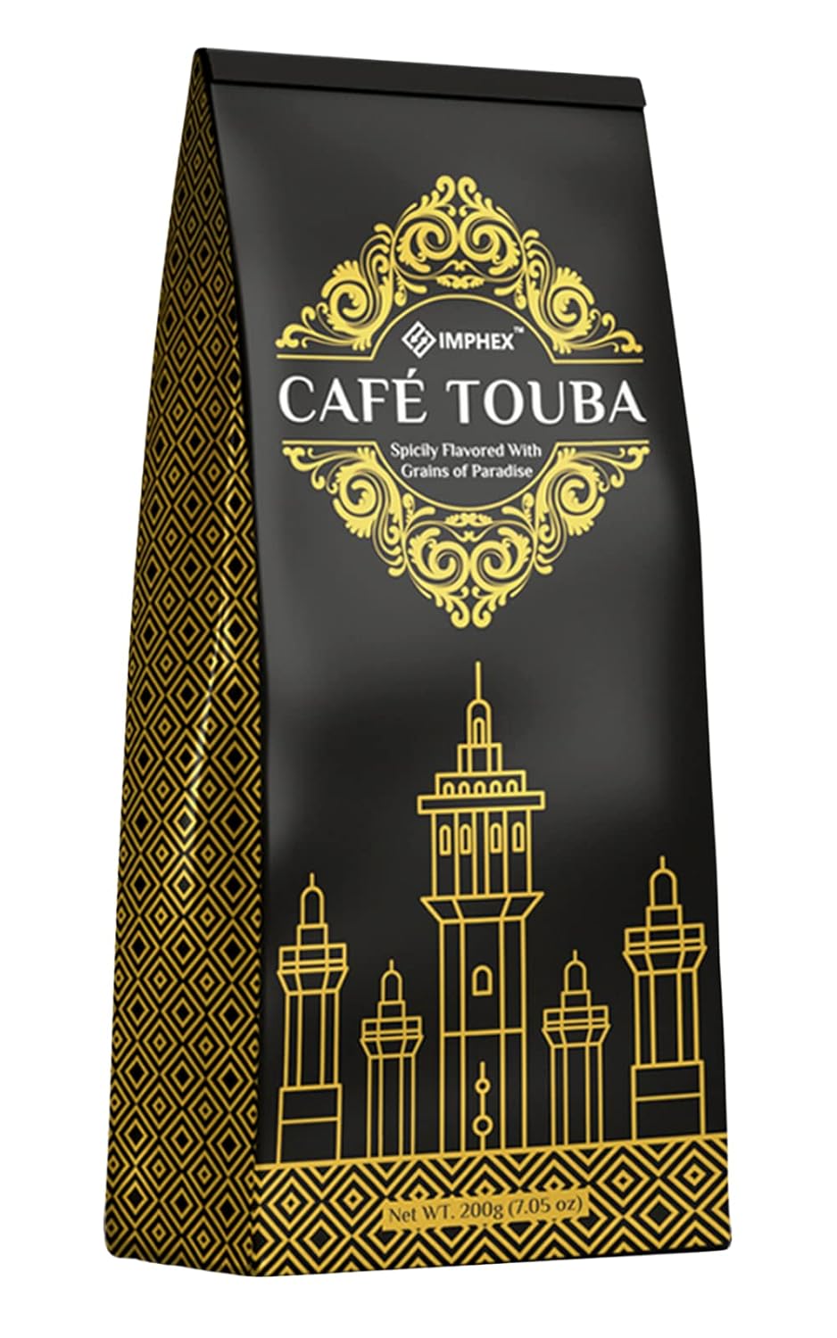 Imphex Cafe Touba | Premium Senegalese Coffee | Spicily Flavored With Grains of Paradise | 200g (7.05 oz) | Ground | Medium Roast