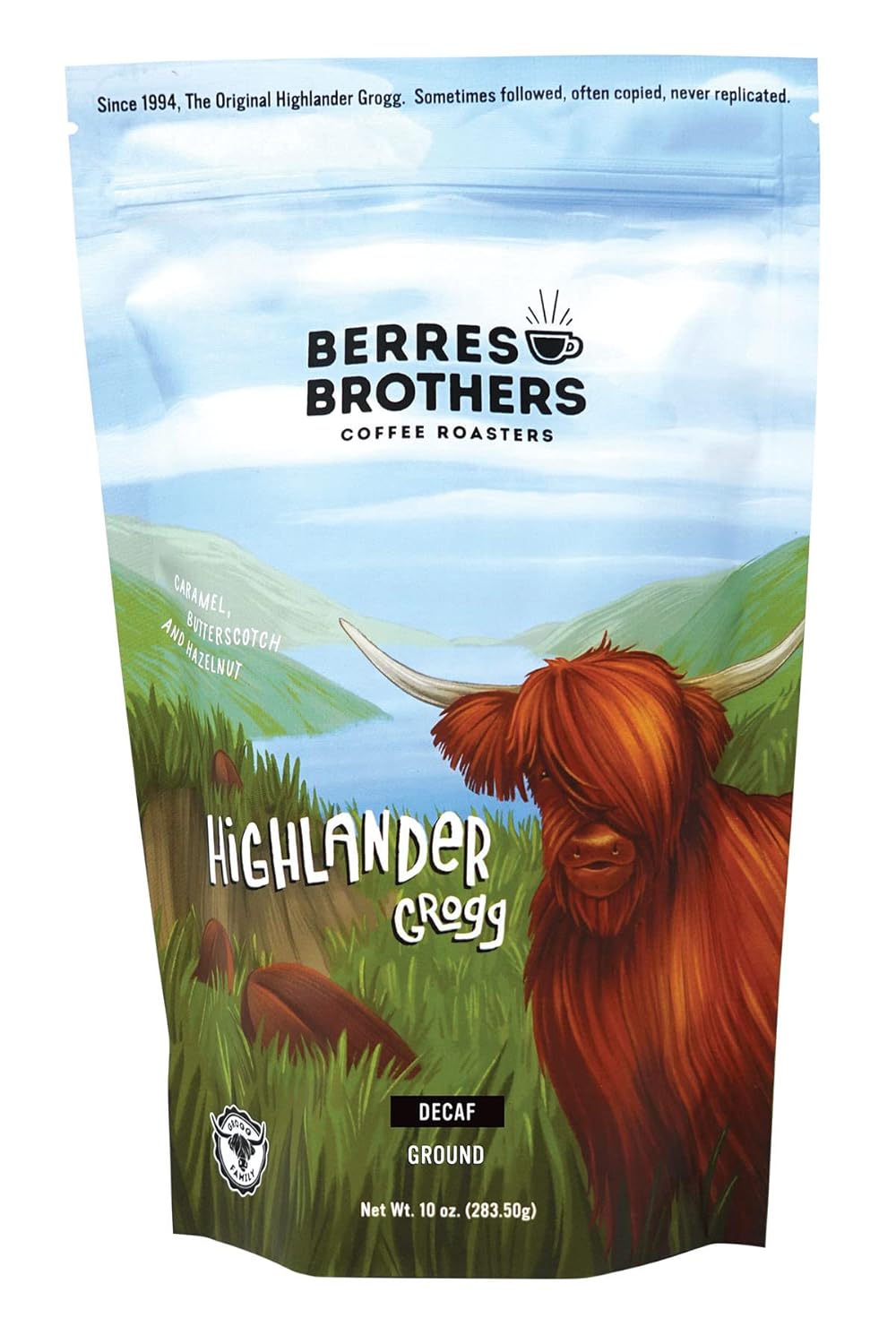 Berres Brothers Highlander Grogg Decaf Coffee, 10 ounce Bag of Ground Coffee, Combination of Caramel, Butterscotch and Hazelnut, Medium Roast