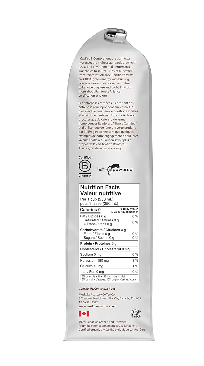 Muskoka Roastery Coffee, Aki Organic Blend, Medium Dark Roast, Ground Coffee, 454g