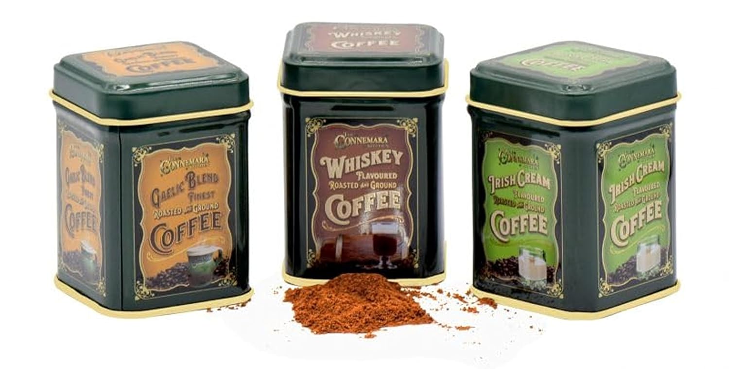 JC Walsh and Sons Irish Set of 3 Mini Coffee Flavours: Irish Cream, Whiskey & Gaelic Blend Flavored Coffee