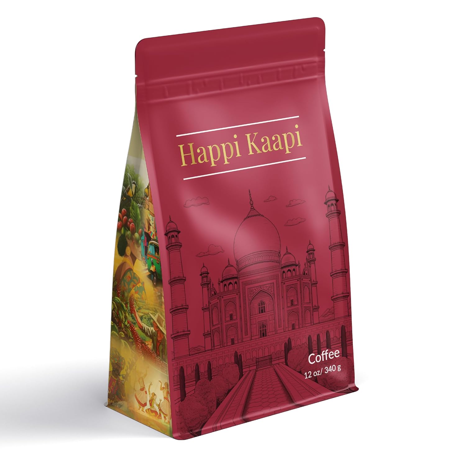 Happi Kaapi Indian Specialty Coffee, Light Medium Roast, Medium Ground, 12 oz, Single Origin and Handpicked