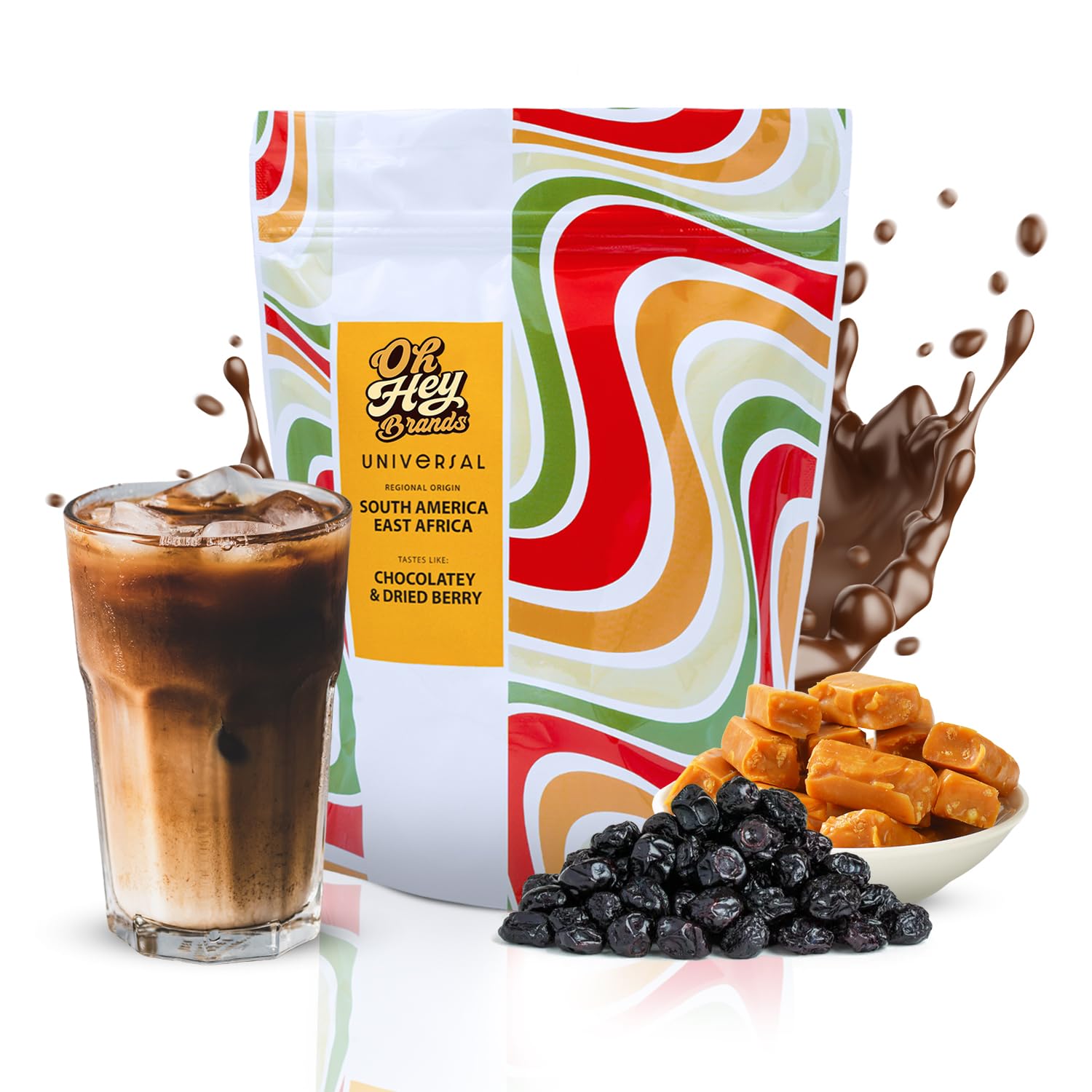 OH HEY BRANDS Ground Coffee 12 oz – Medium Roast Specialty Blend – Freshly Roasted, Smooth Texture, Chocolatey & Dried Berry Flavors – Universal