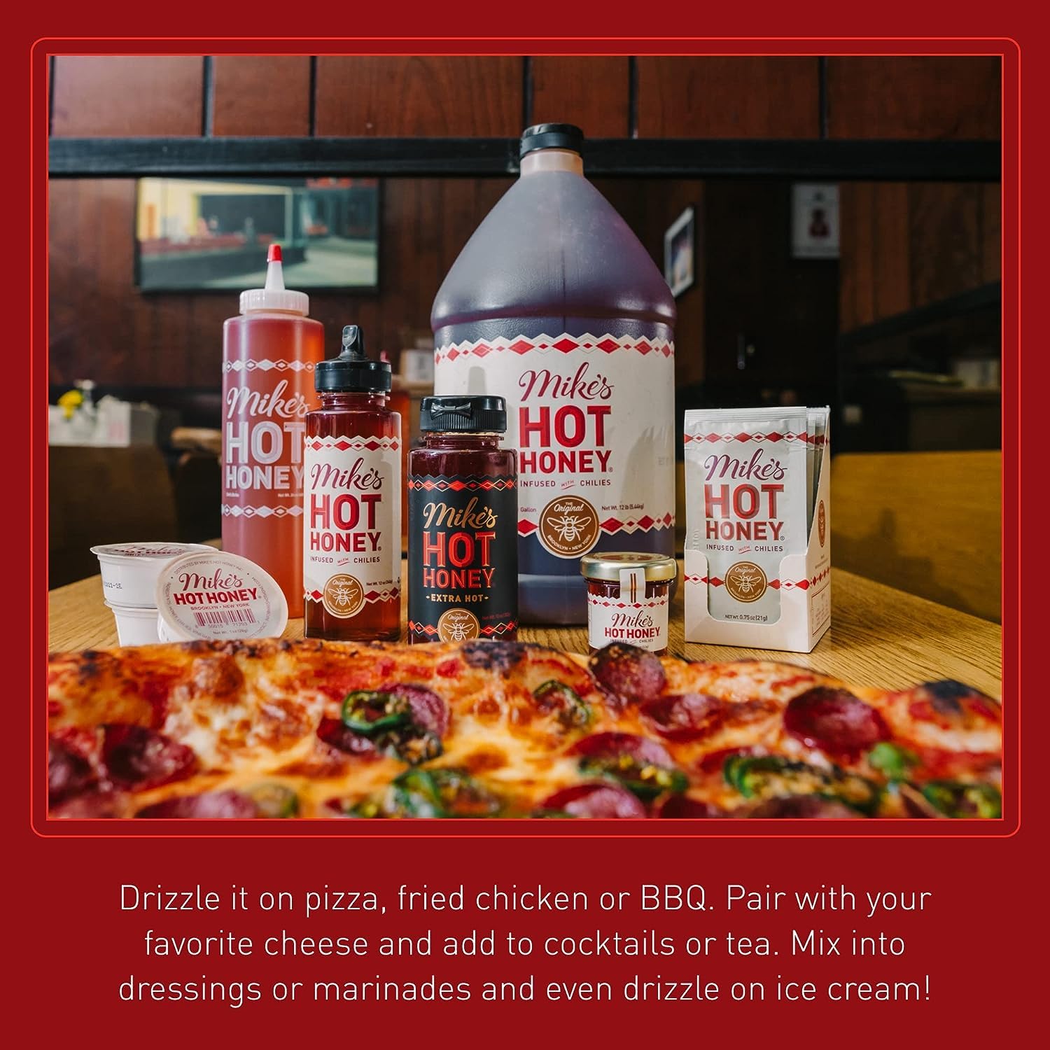Mike's Hot Honey, America's #1 Brand of Hot Honey, Spicy Honey Infused with Chili Peppers, Certified Kosher, Gluten-Free, Paleo-Friendly, Sweet Heat, Perfect for Hot Sauce Lovers (10oz Bottle, 2 Pack)