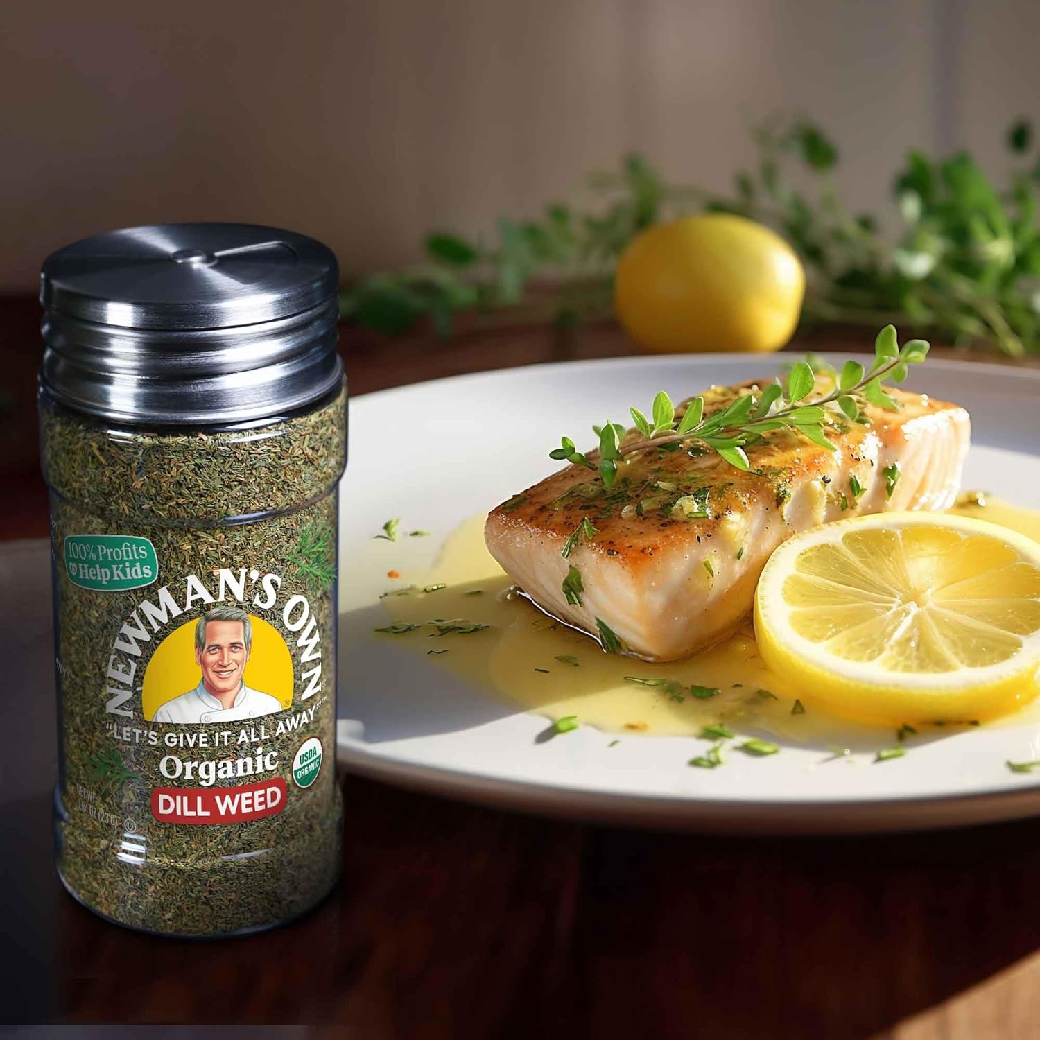 Newman's Own Organic Dill Weed; Great on Fish, Salads, Sauces, USDA Certified Organic, Non-GMO, Kosher, 0.84Oz. Bottle