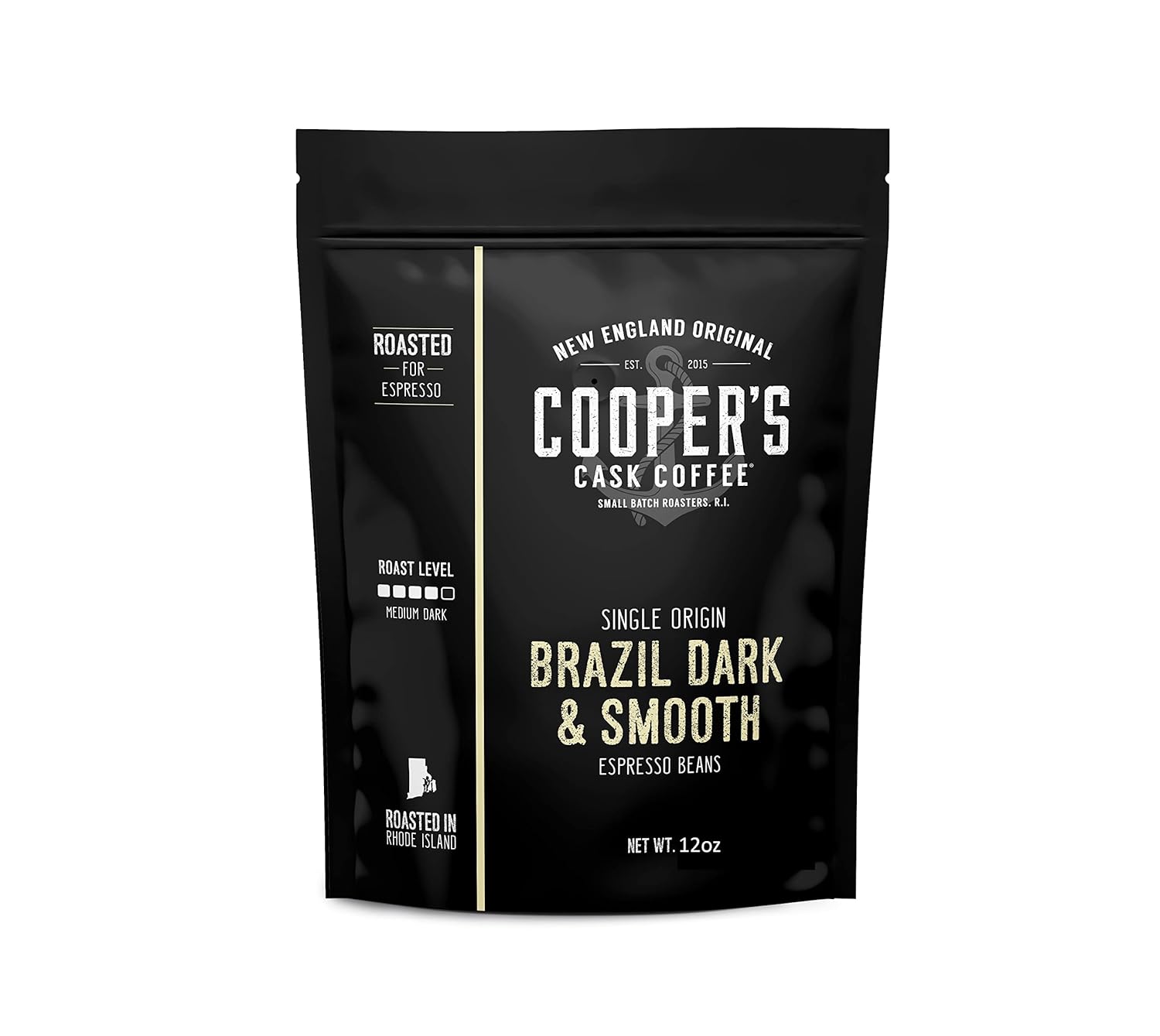 Espresso Ground Coffee Beans | Brazilian Strong, Smooth & Creamy Medium Dark Roast Single Origin Coffee, 12 oz Bag By The Master Roasters Of Cooper's Cask Coffee Coffee