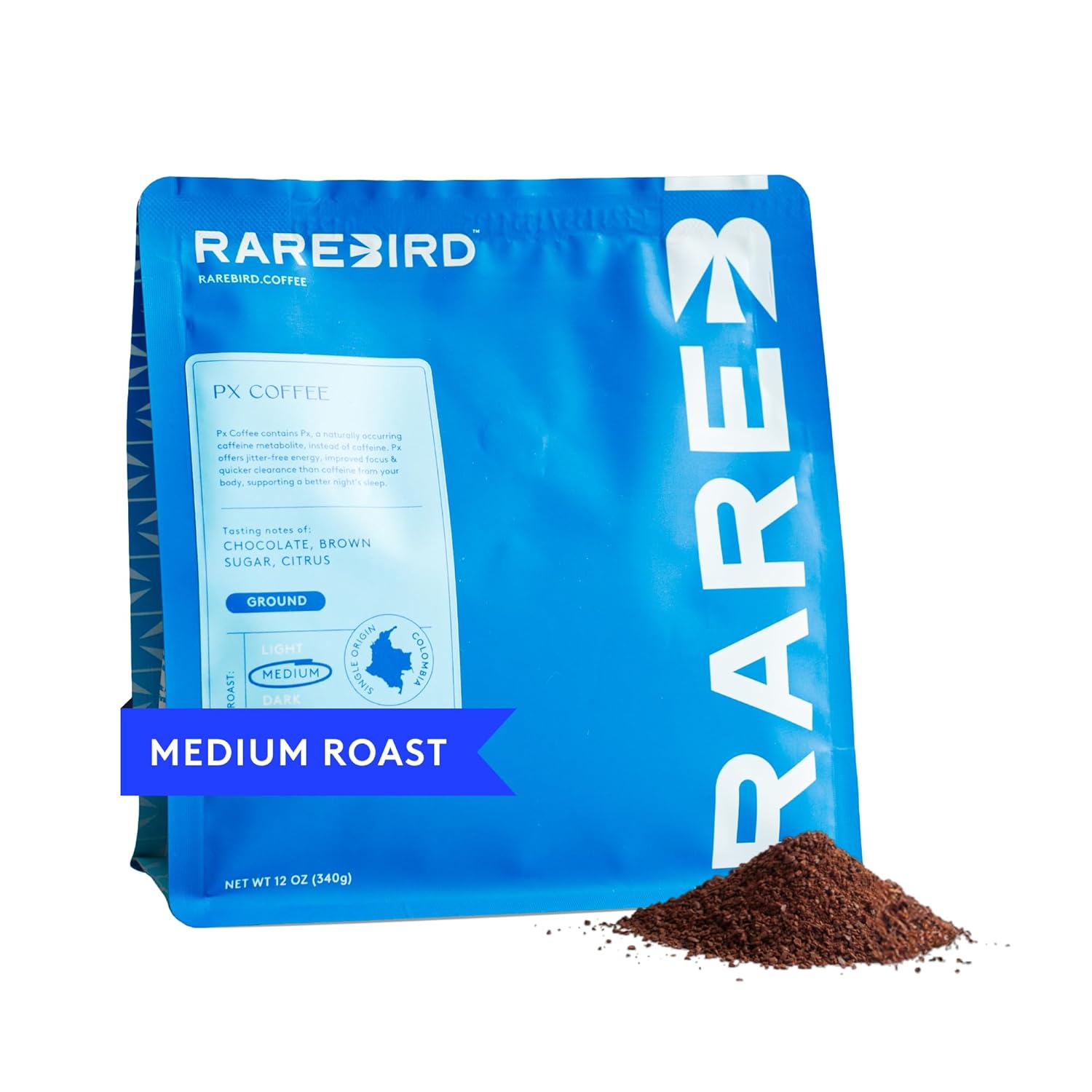 Px Coffee by Rarebird – Award-Winning Medium Roast | Low-Acid Single-Origin Decaf with Paraxanthine | Clean Energy & Focus | Better Sleep, Cortisol Detox & Fat Burn | Nootropic | Ground 12oz (56 Cups)