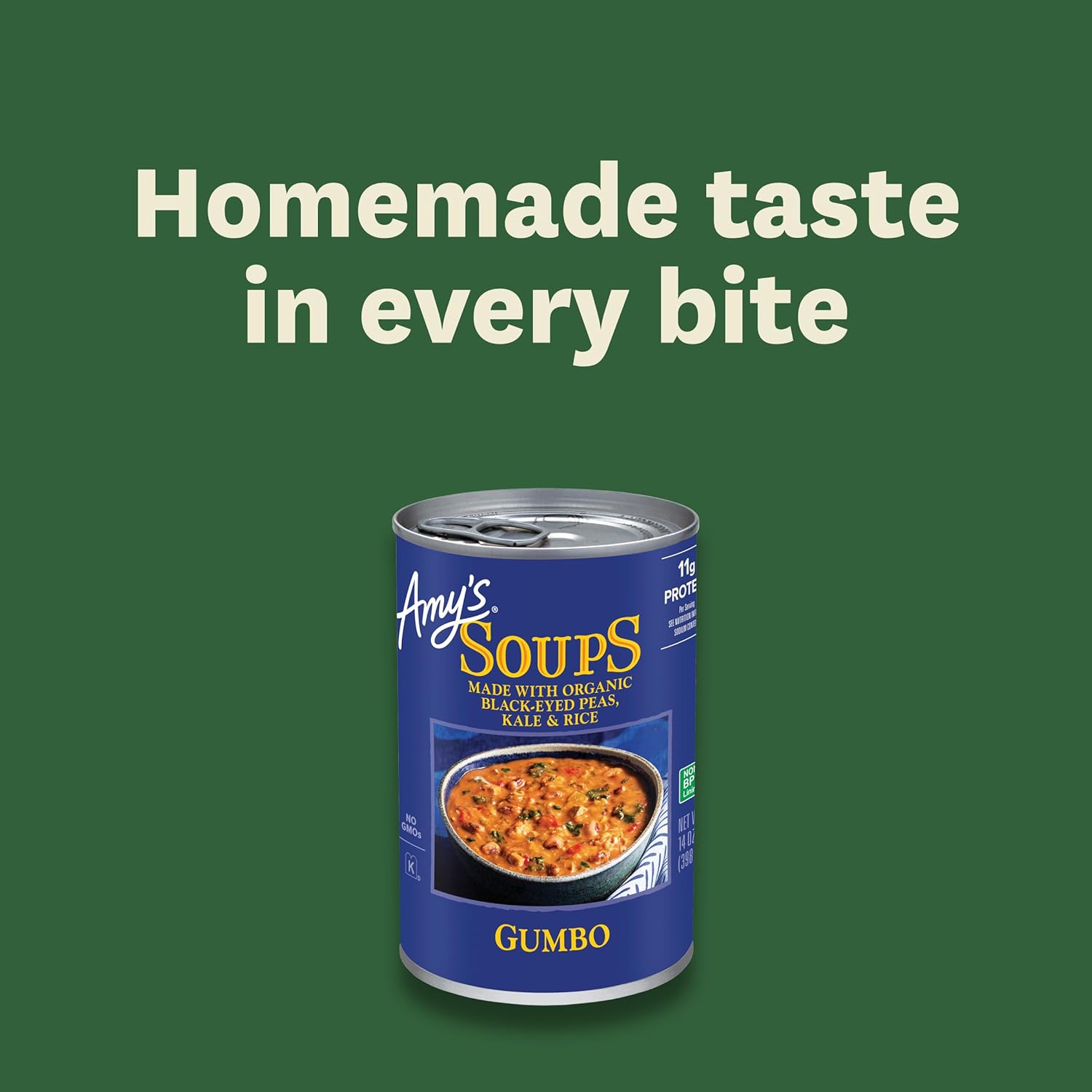 Amy's Soup, Black-Eyed Pea & Kale Gumbo, 14 Oz, Pack of 12
