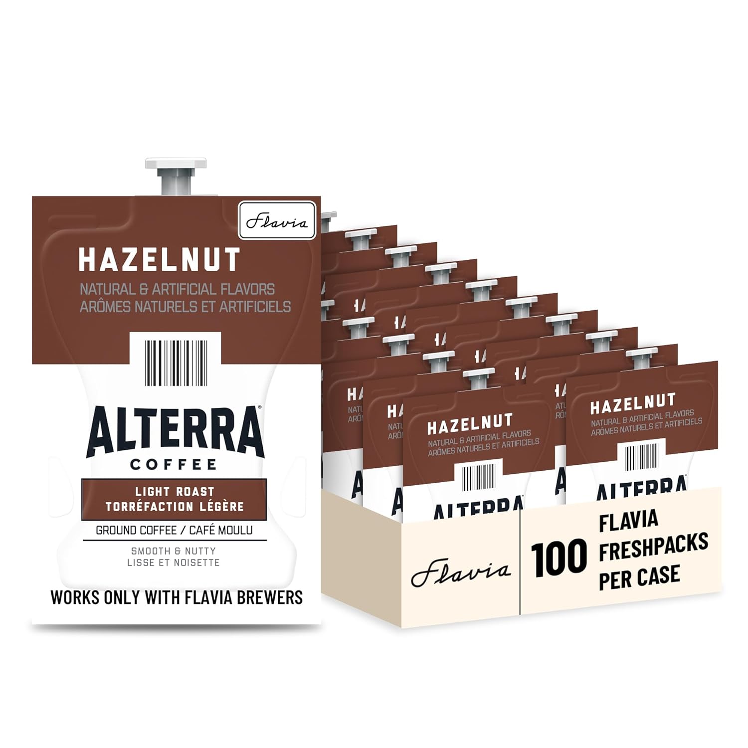 Flavia Alterra Hazelnut Coffee Freshpacks works only with Flavia Brewers, Light Roast (Case of 100)