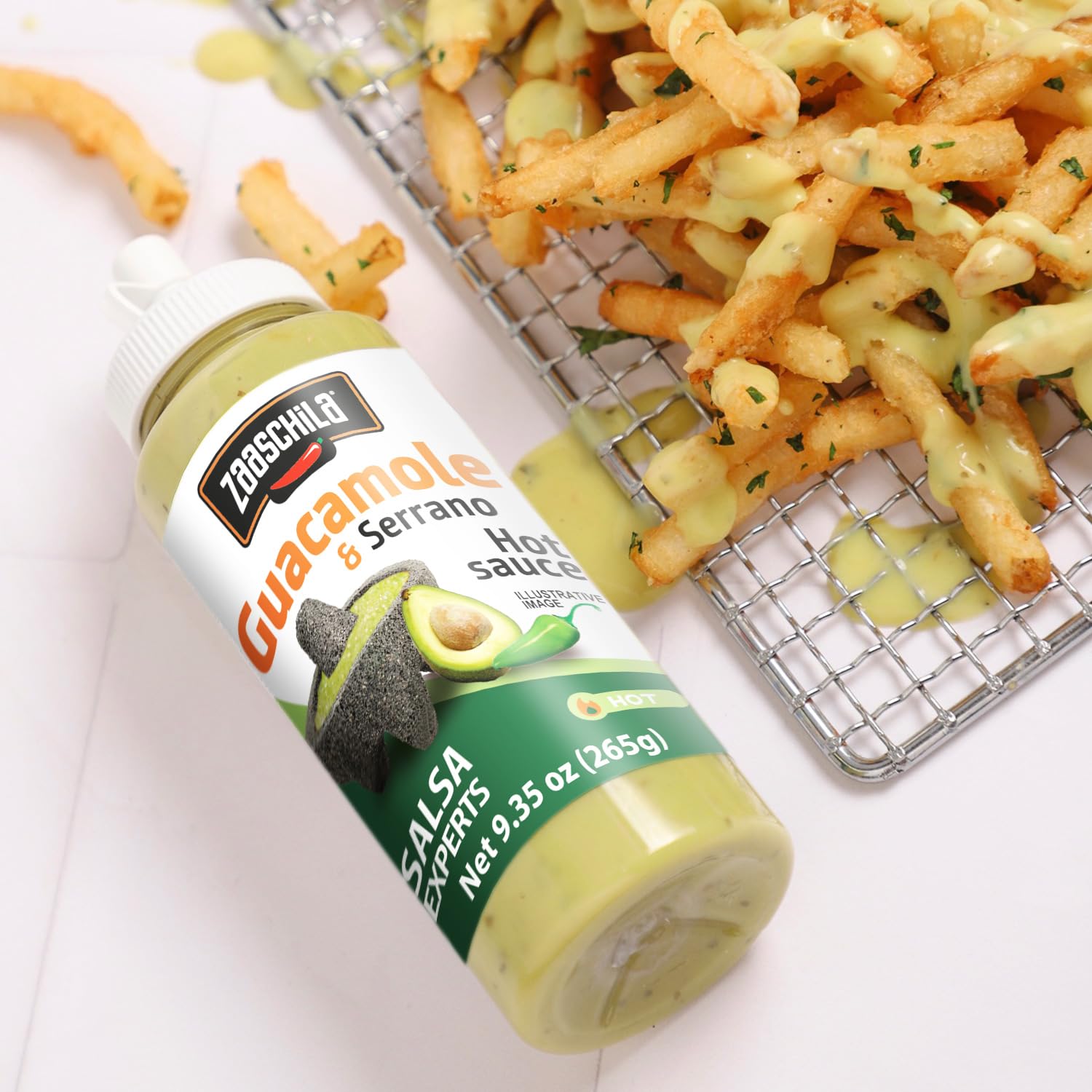 Zaaschila Guacamole & Serrano Sauce - 9.35oz (265g) - Creamy & Spicy Flavor, Perfect for Tacos, Chips, and Dips