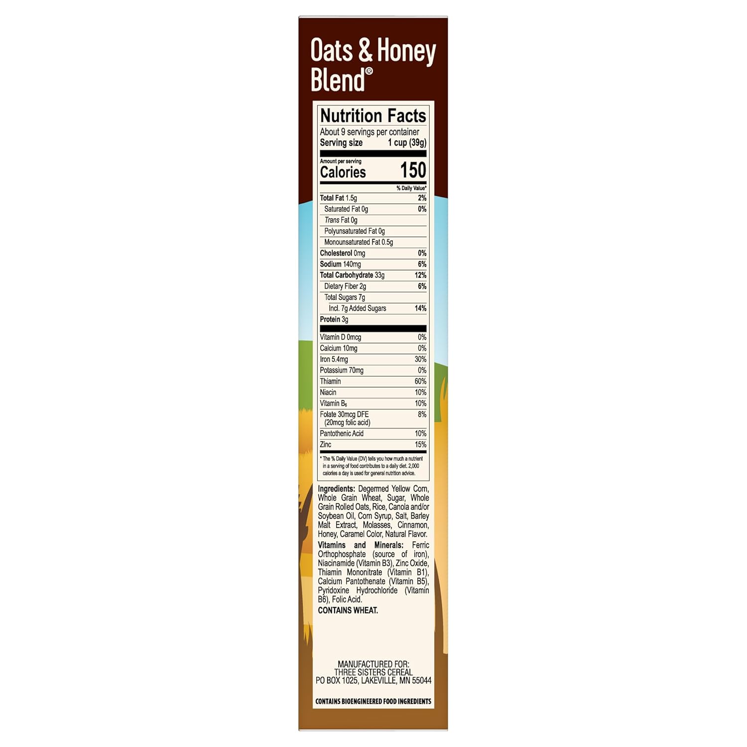 Mom's Best Oats and Honey Blend Breakfast Cereal, Breakfast Cereal with Flakes and Granola Clusters, 12 OZ Box (Pack of 8)