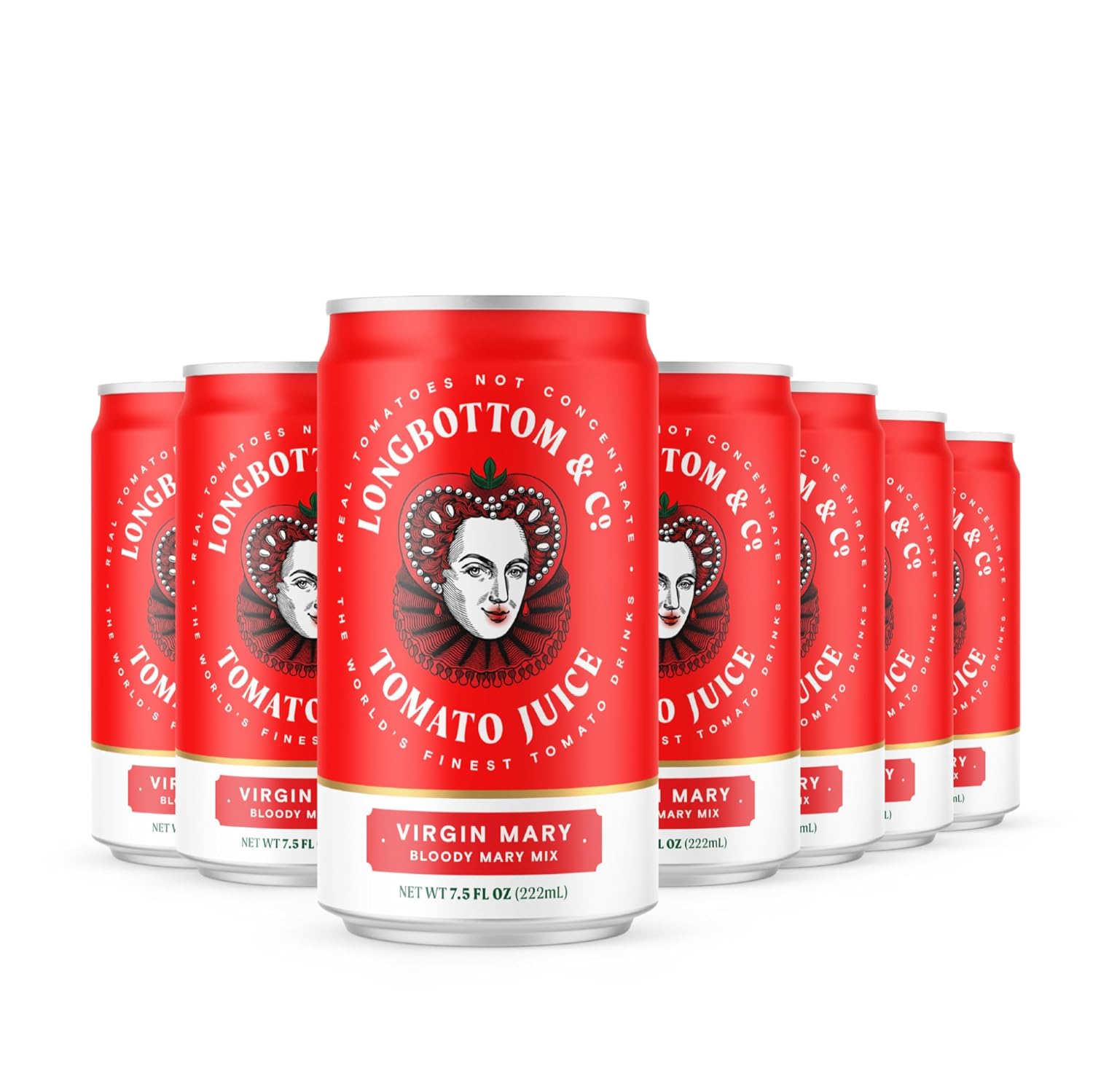 Longbottom & Co. Virgin Bloody Mary Mix/Tomato Juice | Premium Made with Fresh Pressed Tomatoes | Low in Sodium | 7.5 Fl Oz (4 Pack)