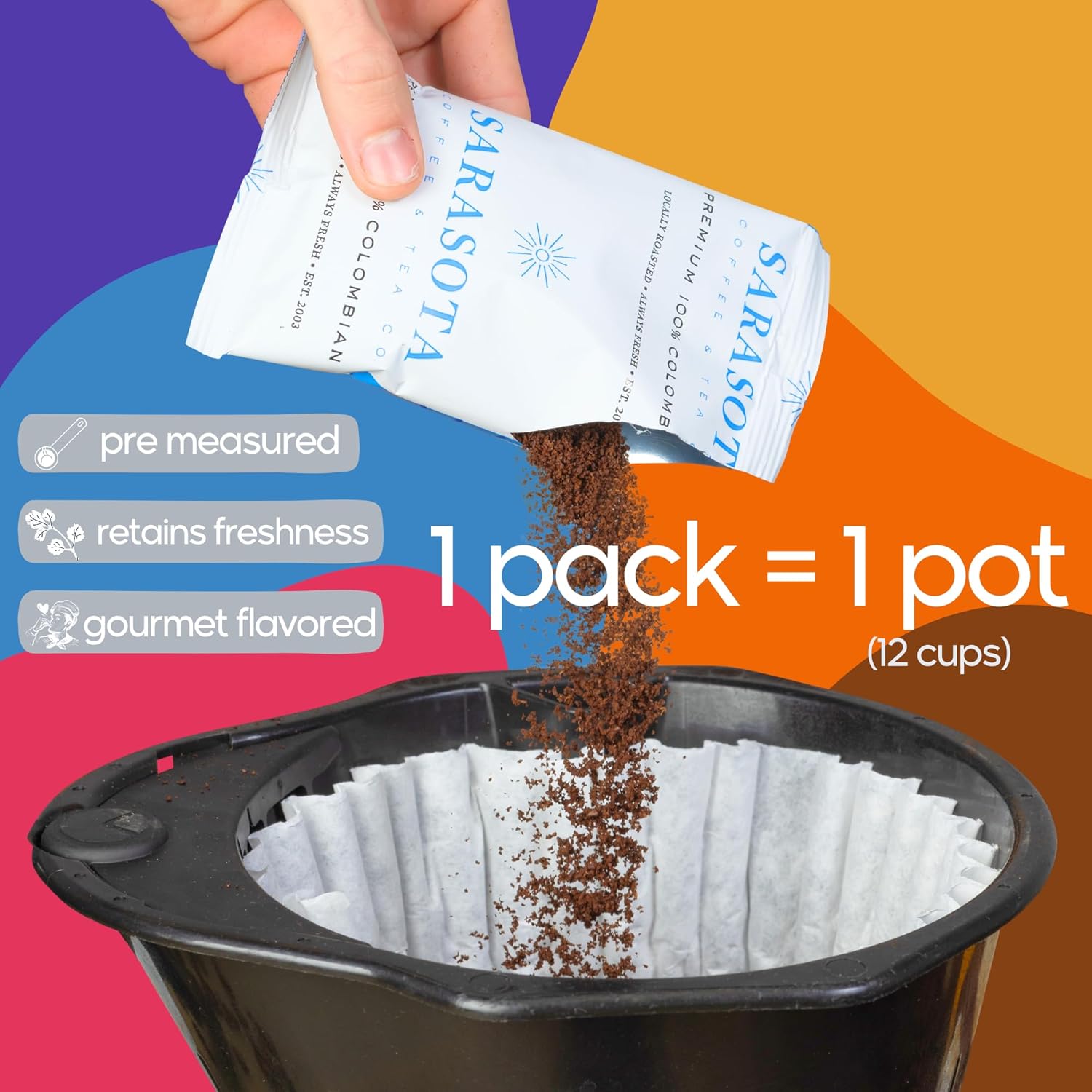 Ground Coffee | Gift Set Sampler Pack Variety Medium, Dark, & Flavored Roast Low Acid Mold Free Pouches | Gourmet Bulk Packets | Highest Rated Individual Premeasured Powder Bags for 12 Cup Drip Maker