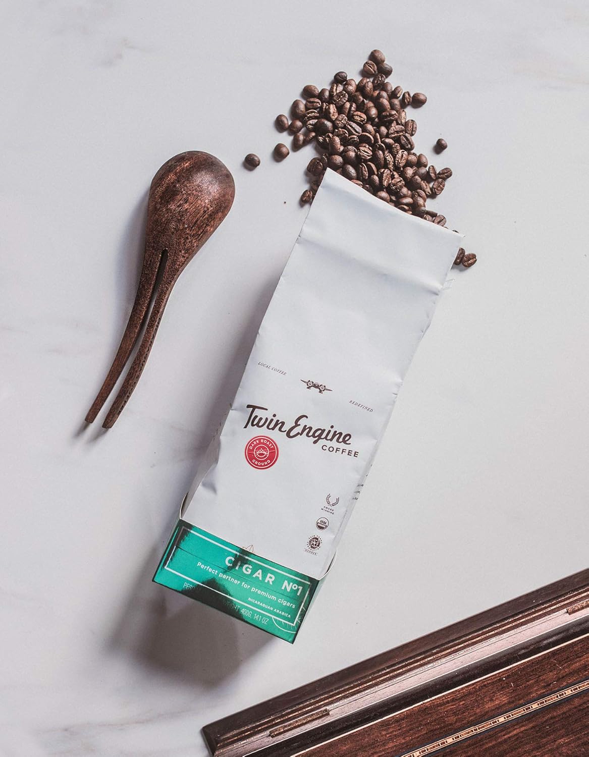 TWIN ENGINE COFFEE NICARAGUAN CIGAR BLEND #1 - Dark Roast, Ground Coffee, 14.1oz | Specialty Grade, Small Batch, Bagged at Source, Nicaragua's Coffee
