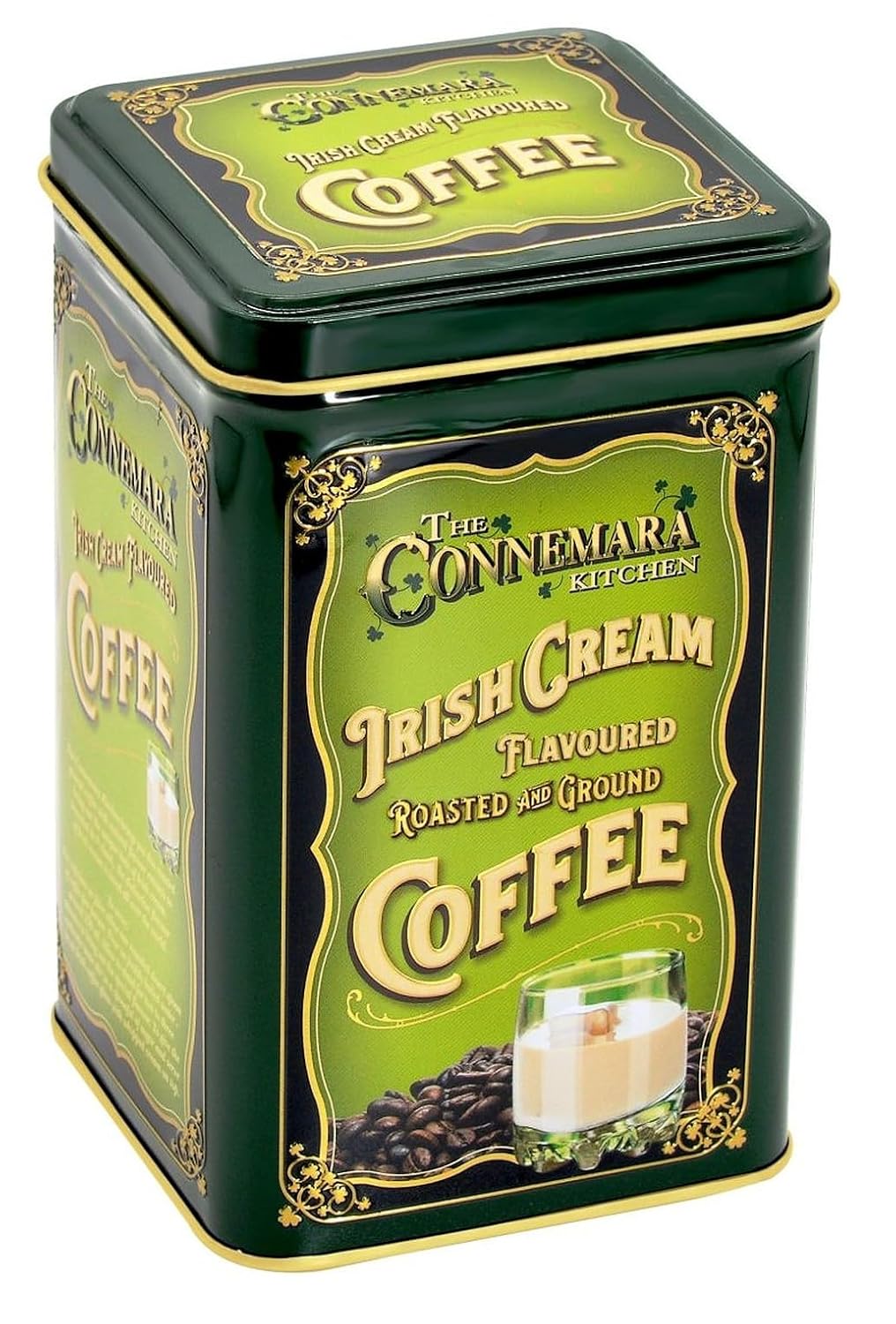 JC Walsh and Sons Irish Cream Ground Coffee Reusable Green Tin Travel Pack Souvenir Birthday Present Housewarming Gift