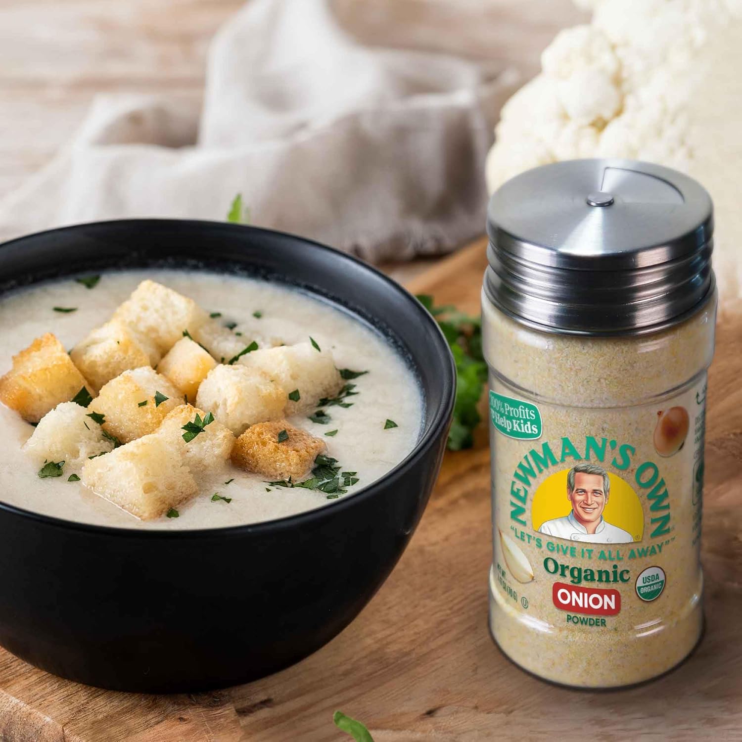 Newman's Own Organic Onion Powder; Great on Soups, Stews, and Savory Recipes, USDA Certified Organic, Non-GMO, Kosher, 2.47 Oz. Bottle